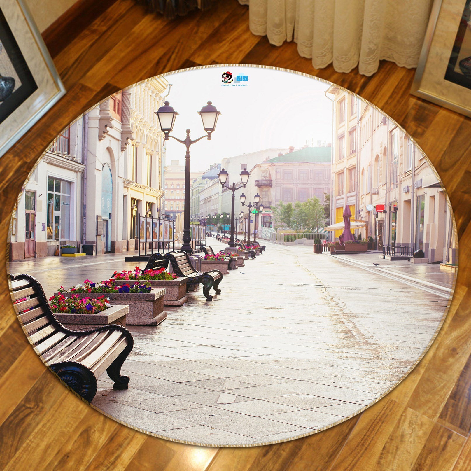 3D Street Chair 74190 Round Non Slip Rug Mat