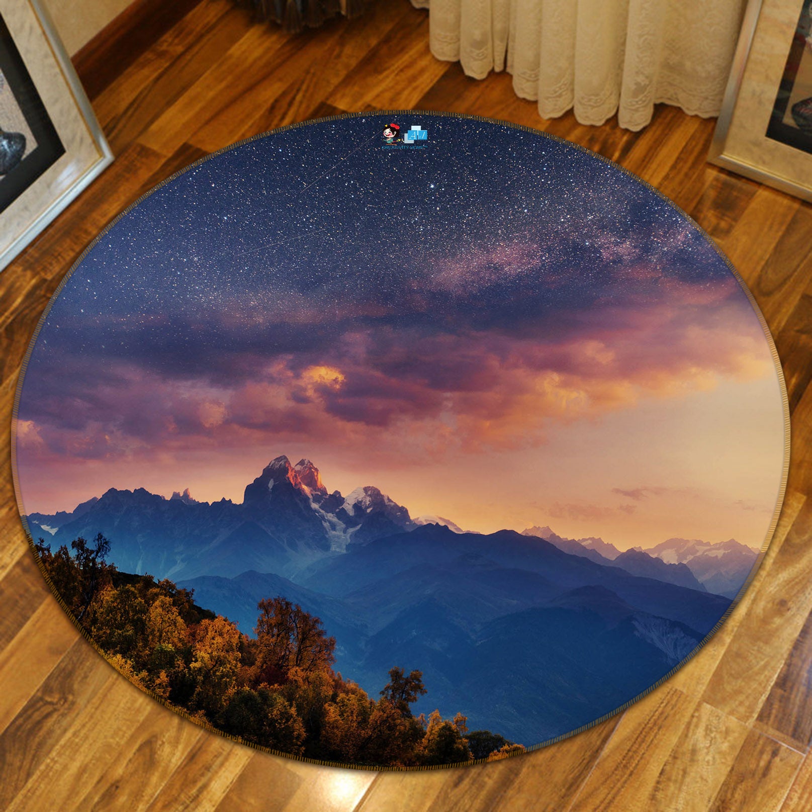3D Mountains 75102 Round Non Slip Rug Mat