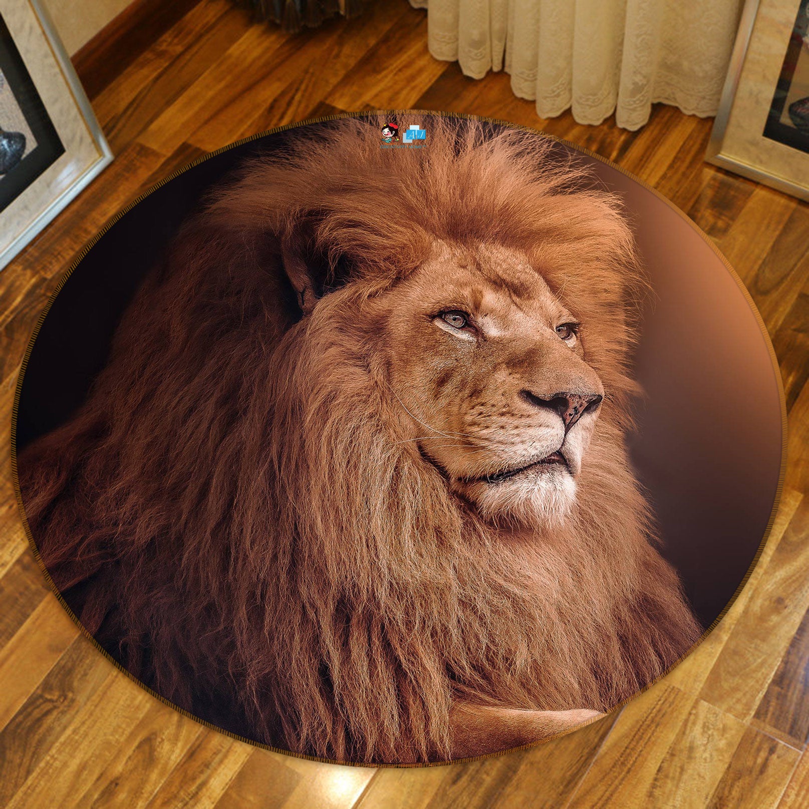 3D Lion 81185 Round Non Slip Rug Mat