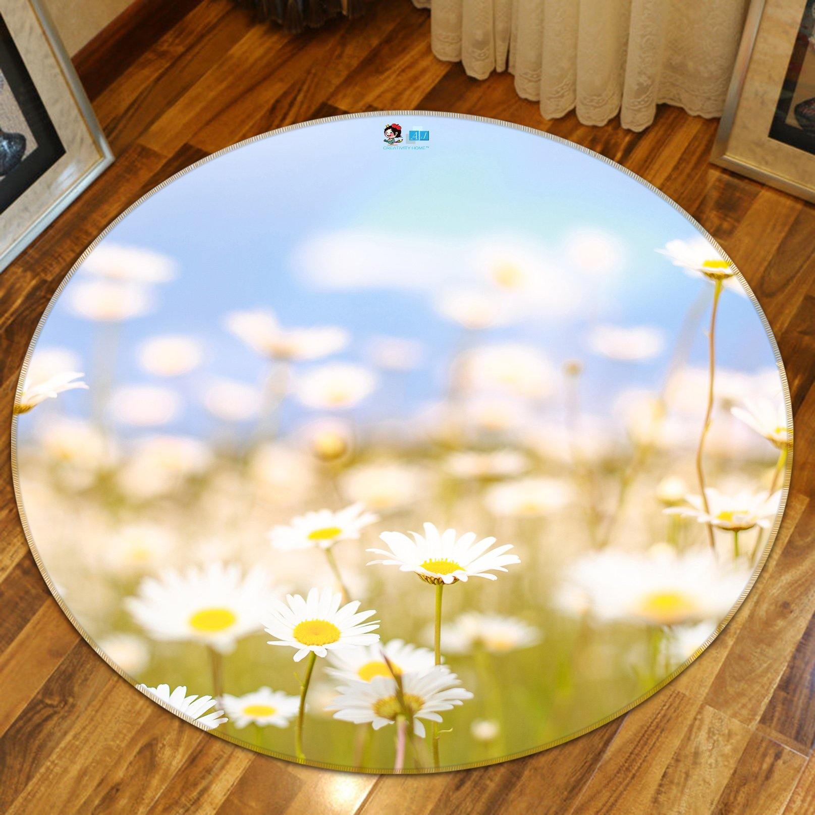 3D Chrysanthemum Field 100 Round Non Slip Rug Mat Mat AJ Creativity Home