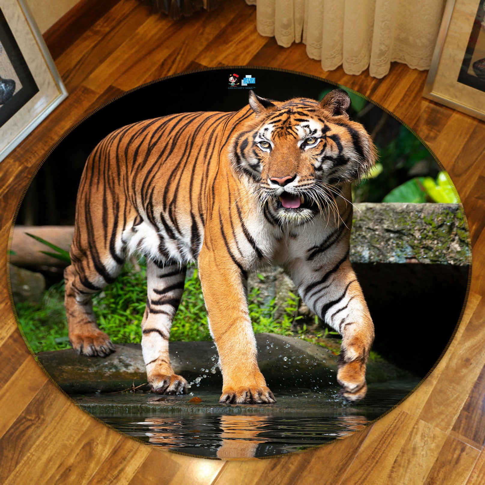 3D Tiger 81167 Round Non Slip Rug Mat