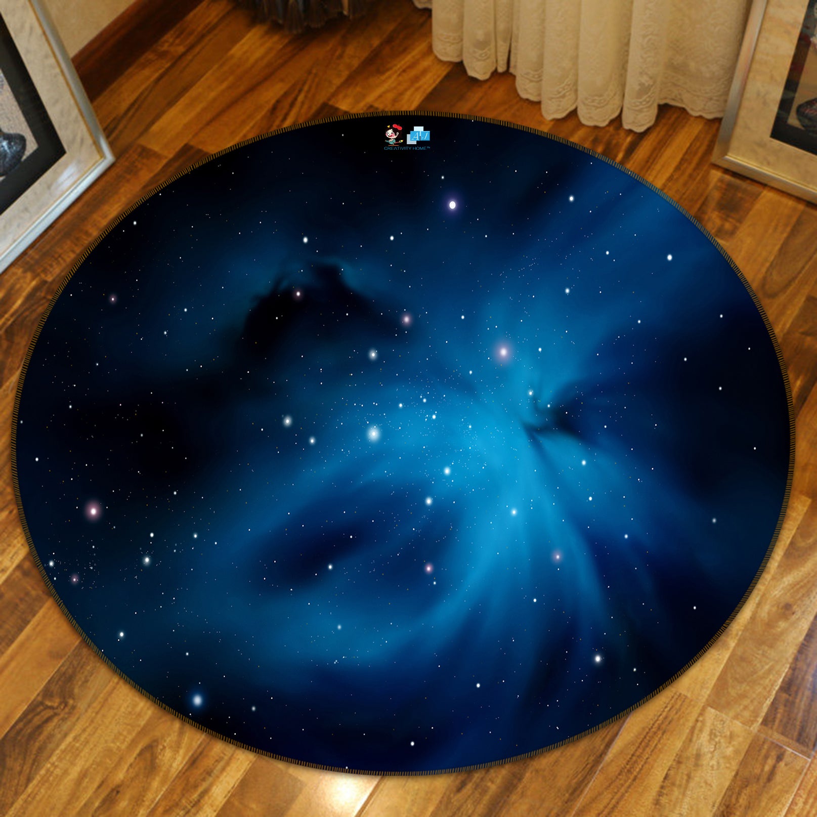 3D Starry Sky 72290 Round Non Slip Rug Mat