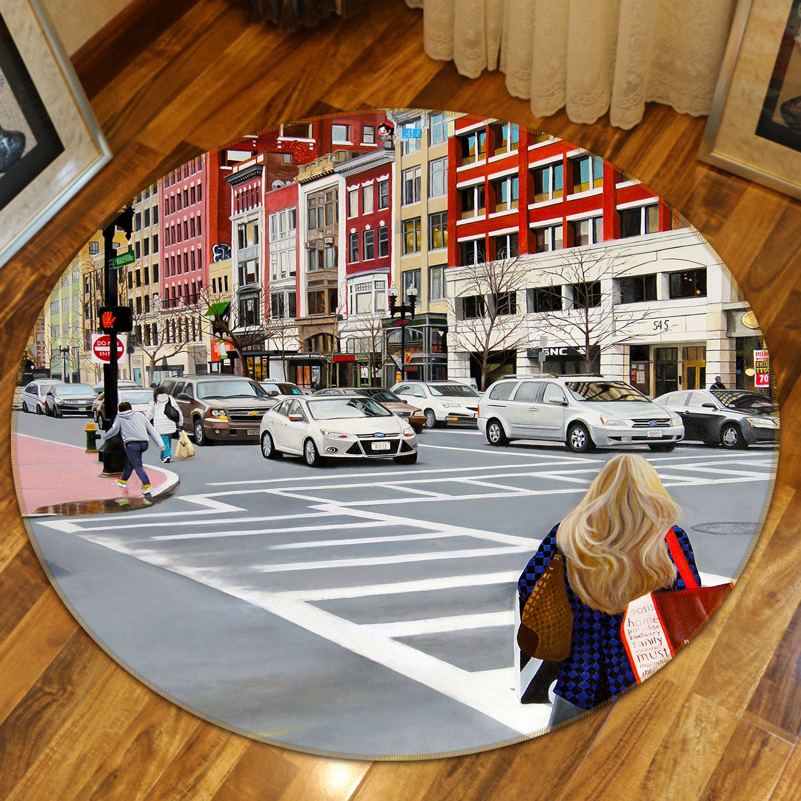 3D Road 11077 Matthew Holden Bates Rug Round Non Slip Rug Mat