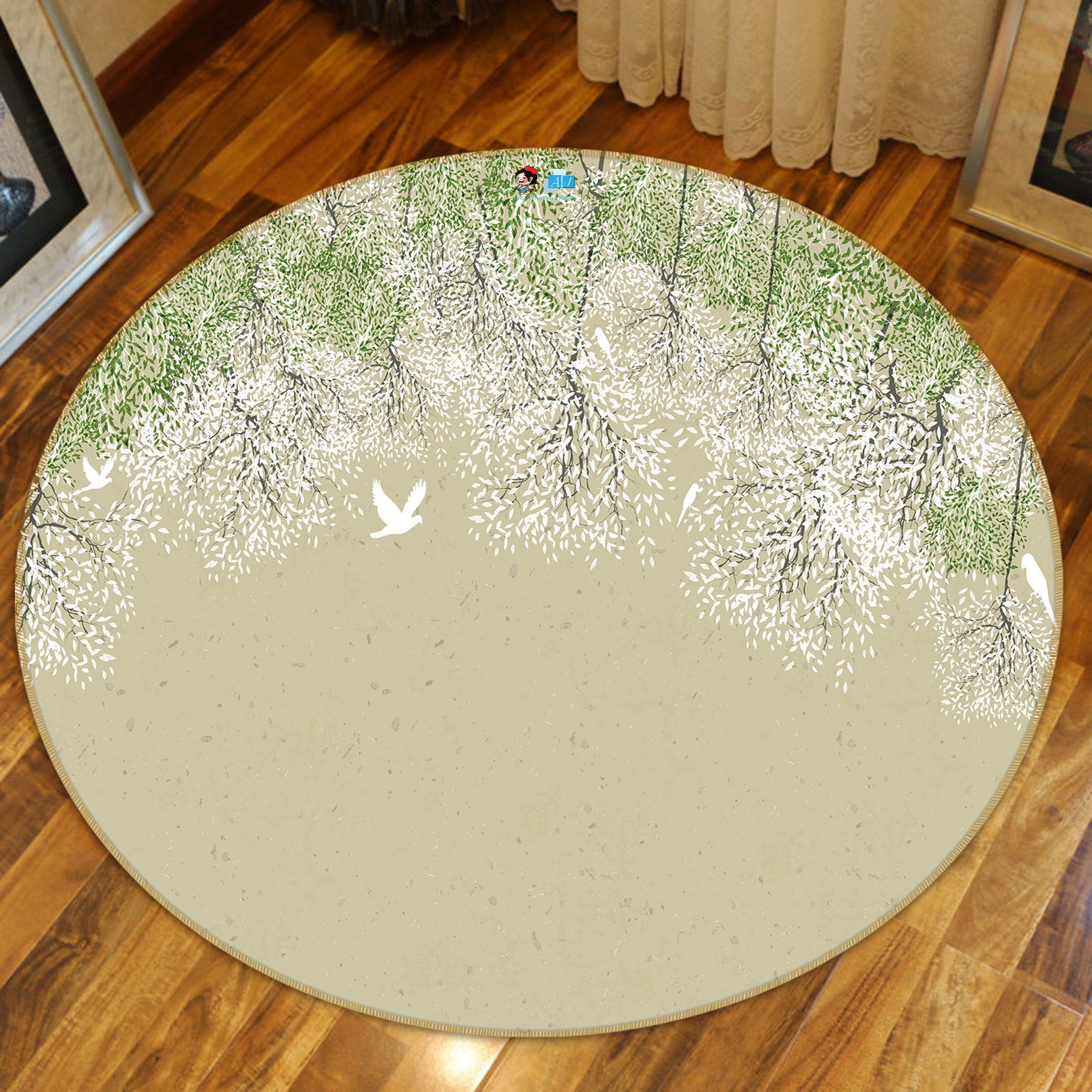 3D Branches 80290 Round Non Slip Rug Mat