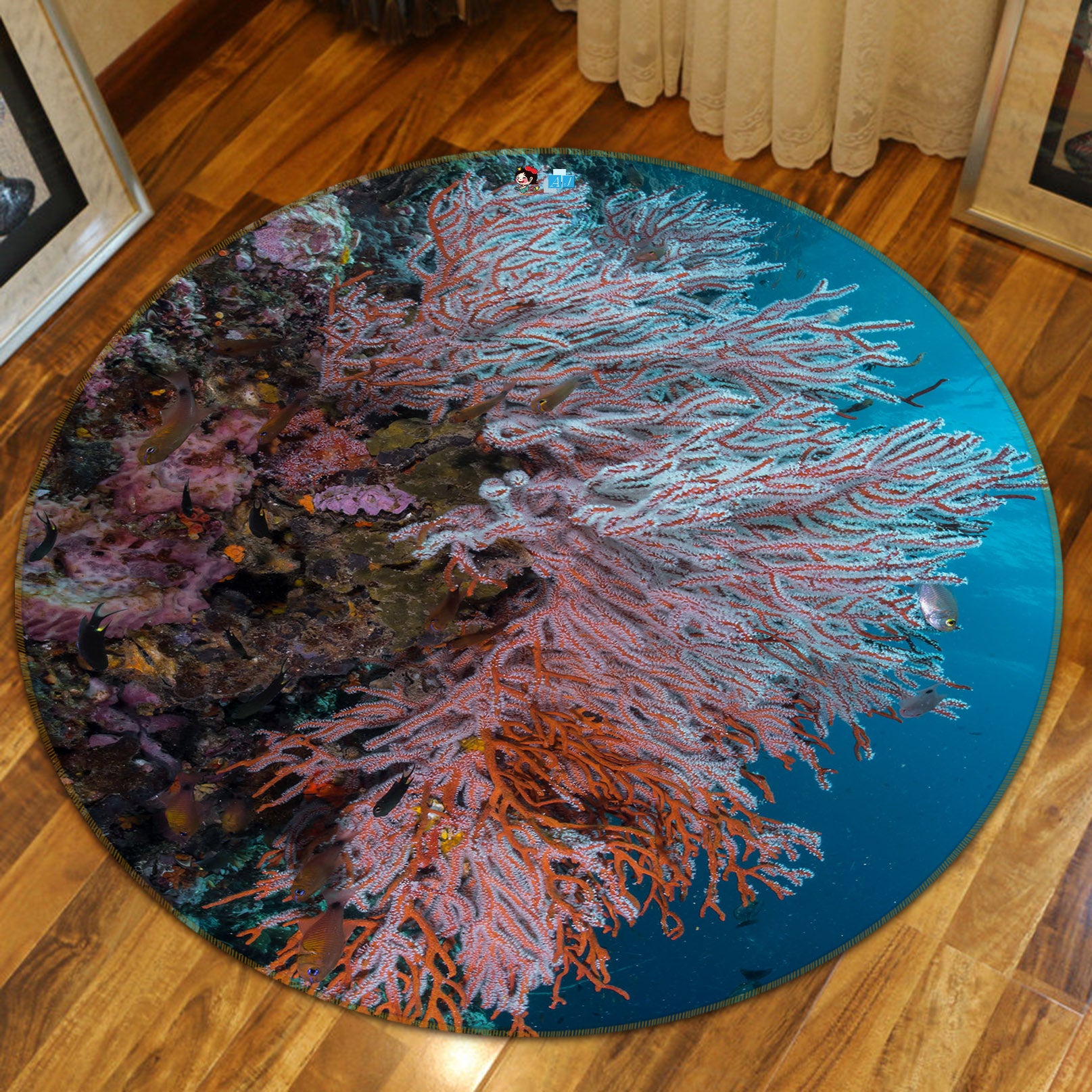 3D Coral 69214 Round Non Slip Rug Mat