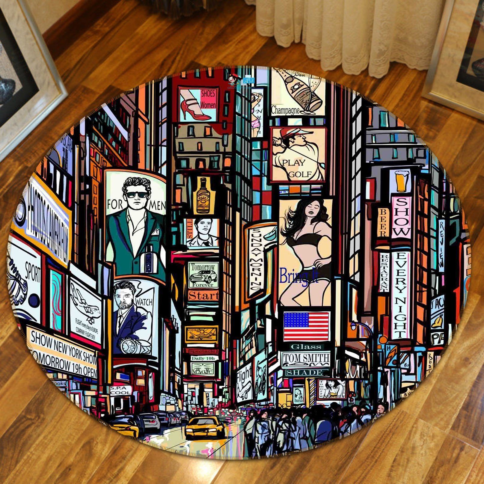 3D Hand-painted City 20 Round Non Slip Rug Mat Mat AJ Creativity Home