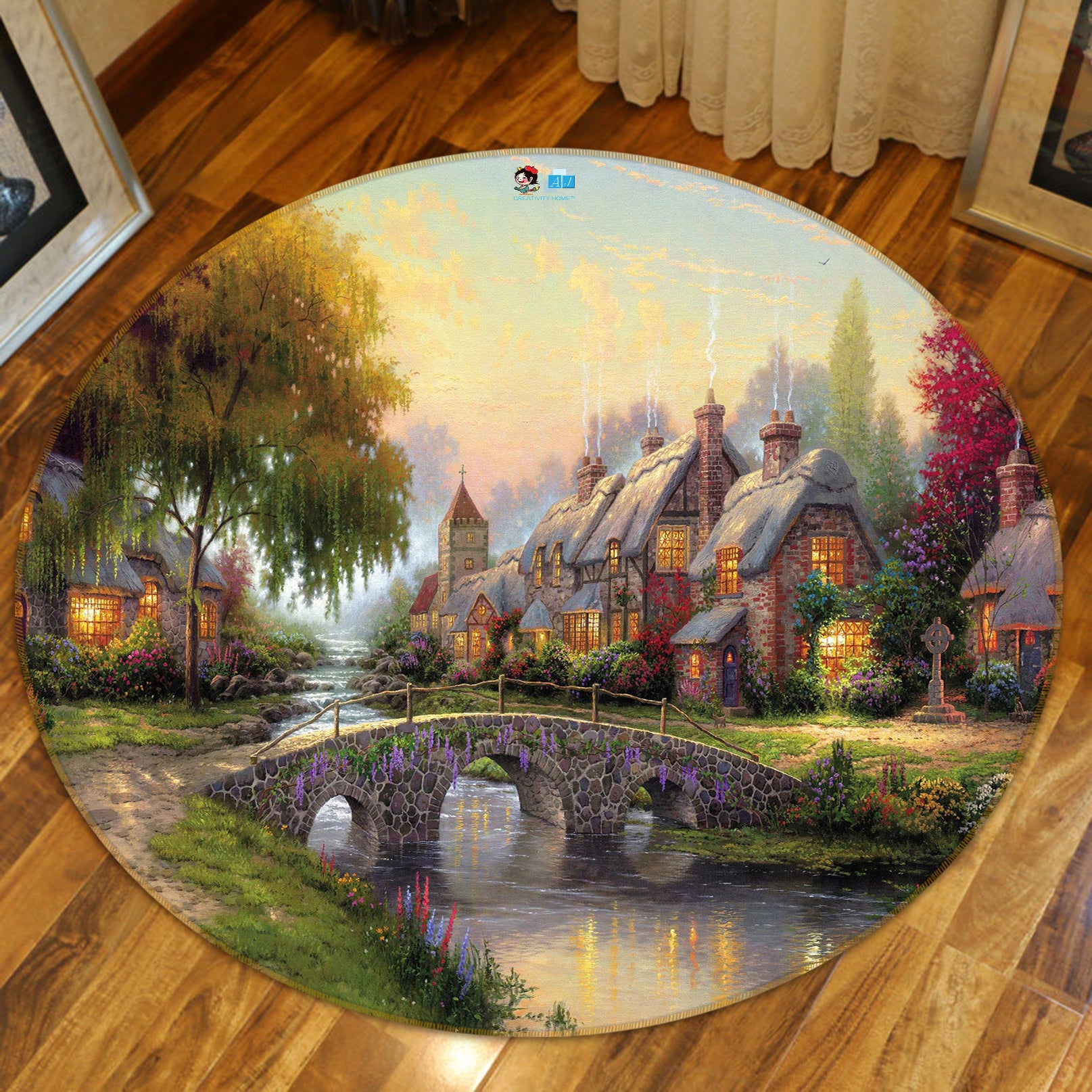 3D House Bridge 73005 Round Non Slip Rug Mat