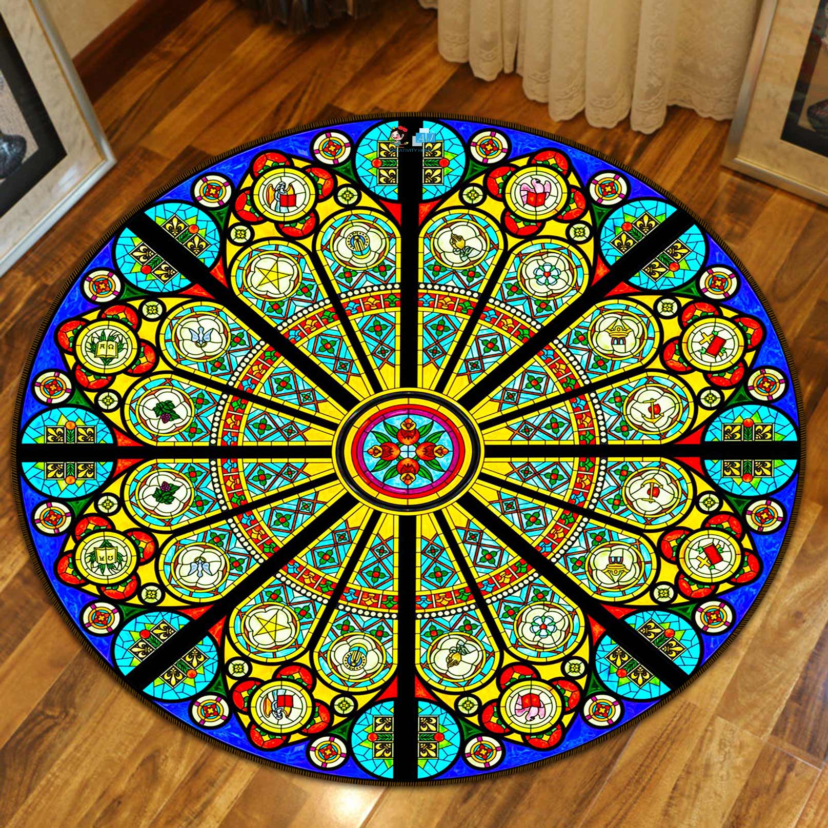 3D Color Pattern 72273 Round Non Slip Rug Mat