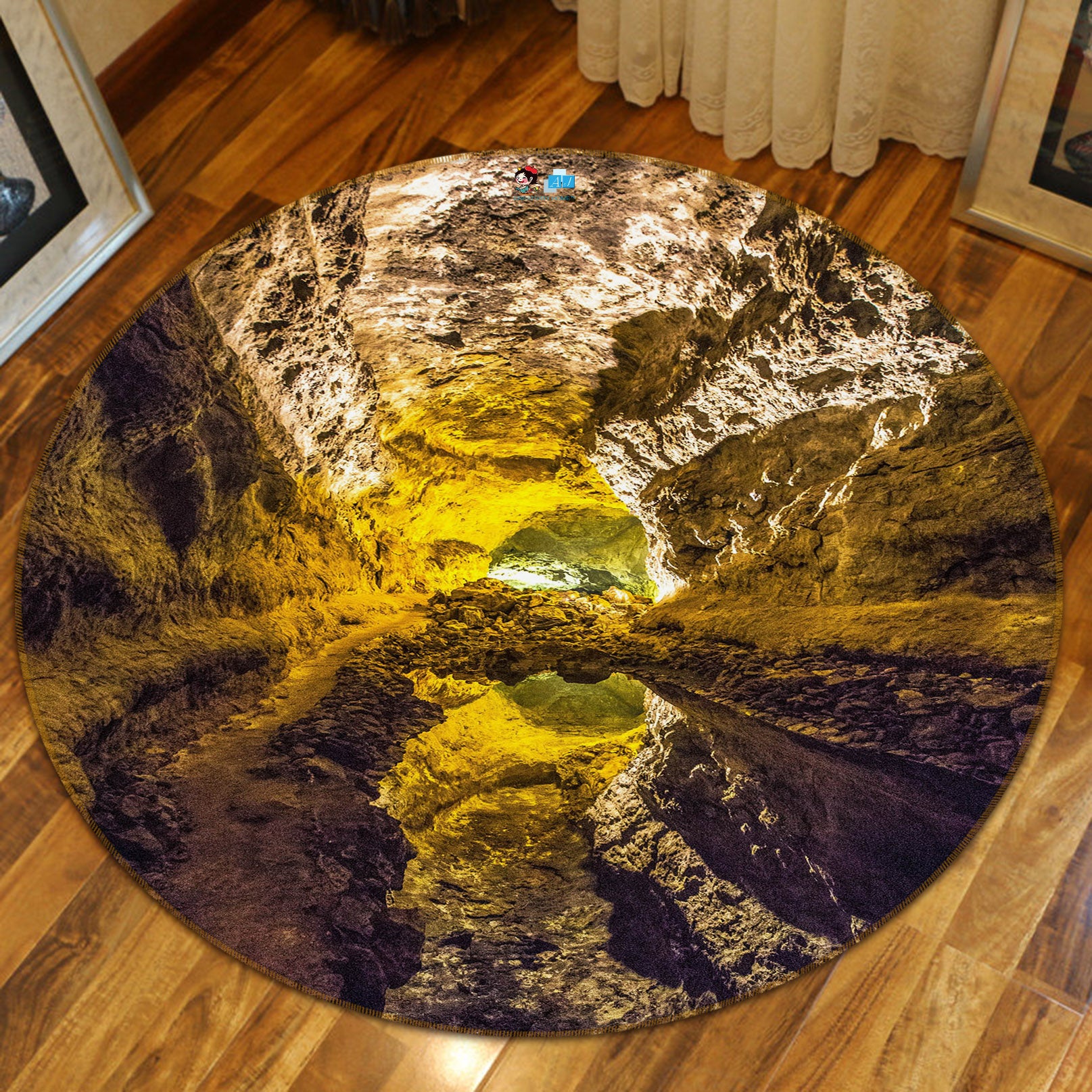3D Grotto Water 69220 Round Non Slip Rug Mat