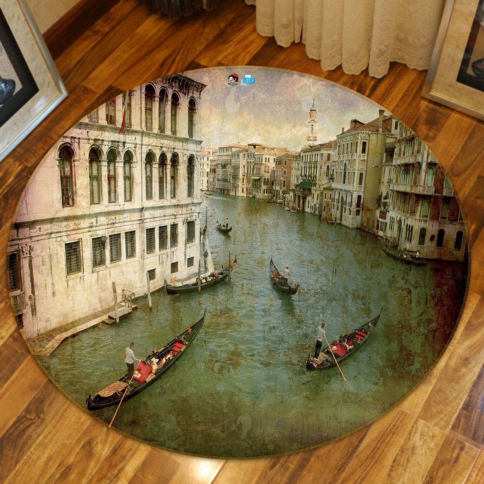 3D Houses Vessel 72289 Round Non Slip Rug Mat