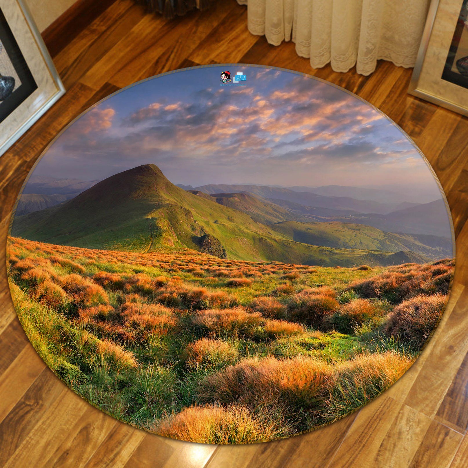 3D Mountains 69157 Round Non Slip Rug Mat
