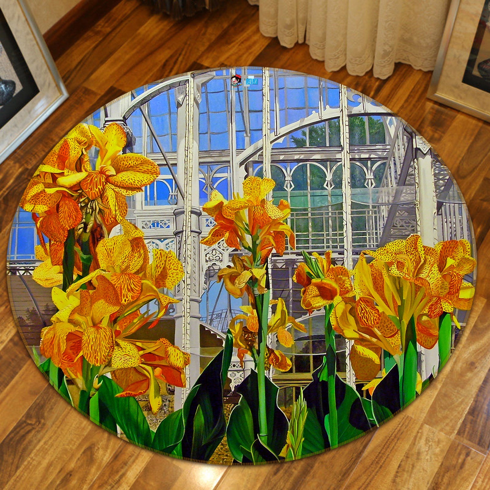 3D Flower Bush 110102 Matthew Holden Bates Rug Round Non Slip Rug Mat