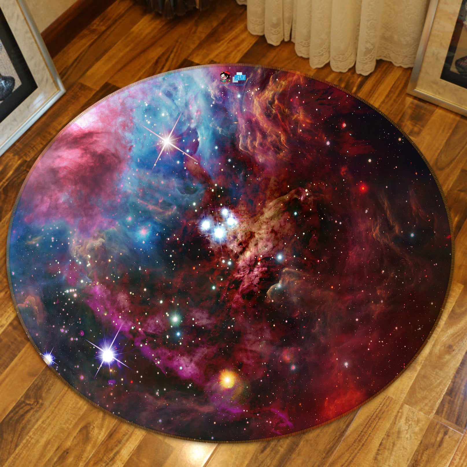 3D Color Starry Sky 72295 Round Non Slip Rug Mat