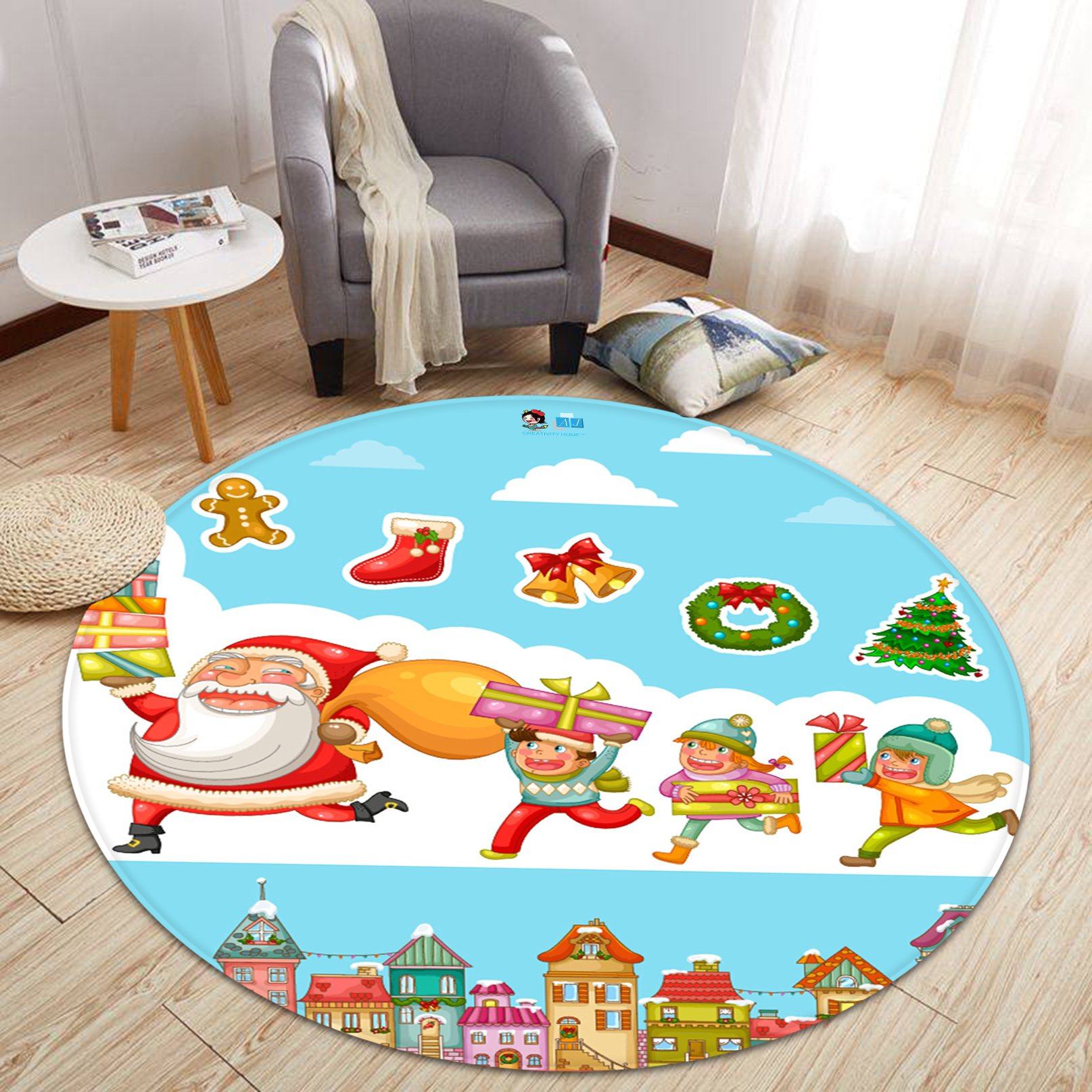3D White Beard Gift 074 Round Non Slip Rug Mat Mat AJ Creativity Home