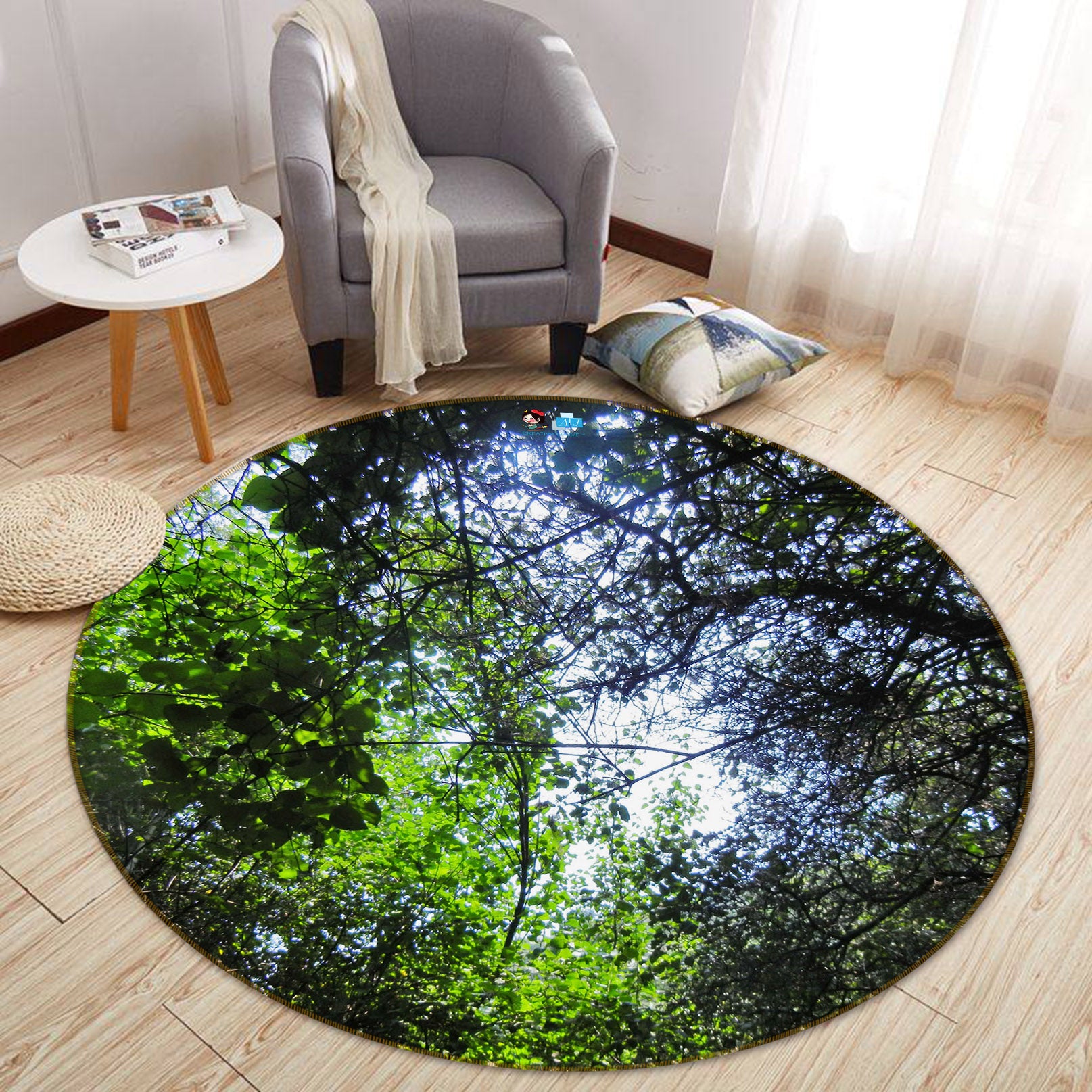 3D Tree Branches 74071 Round Non Slip Rug Mat
