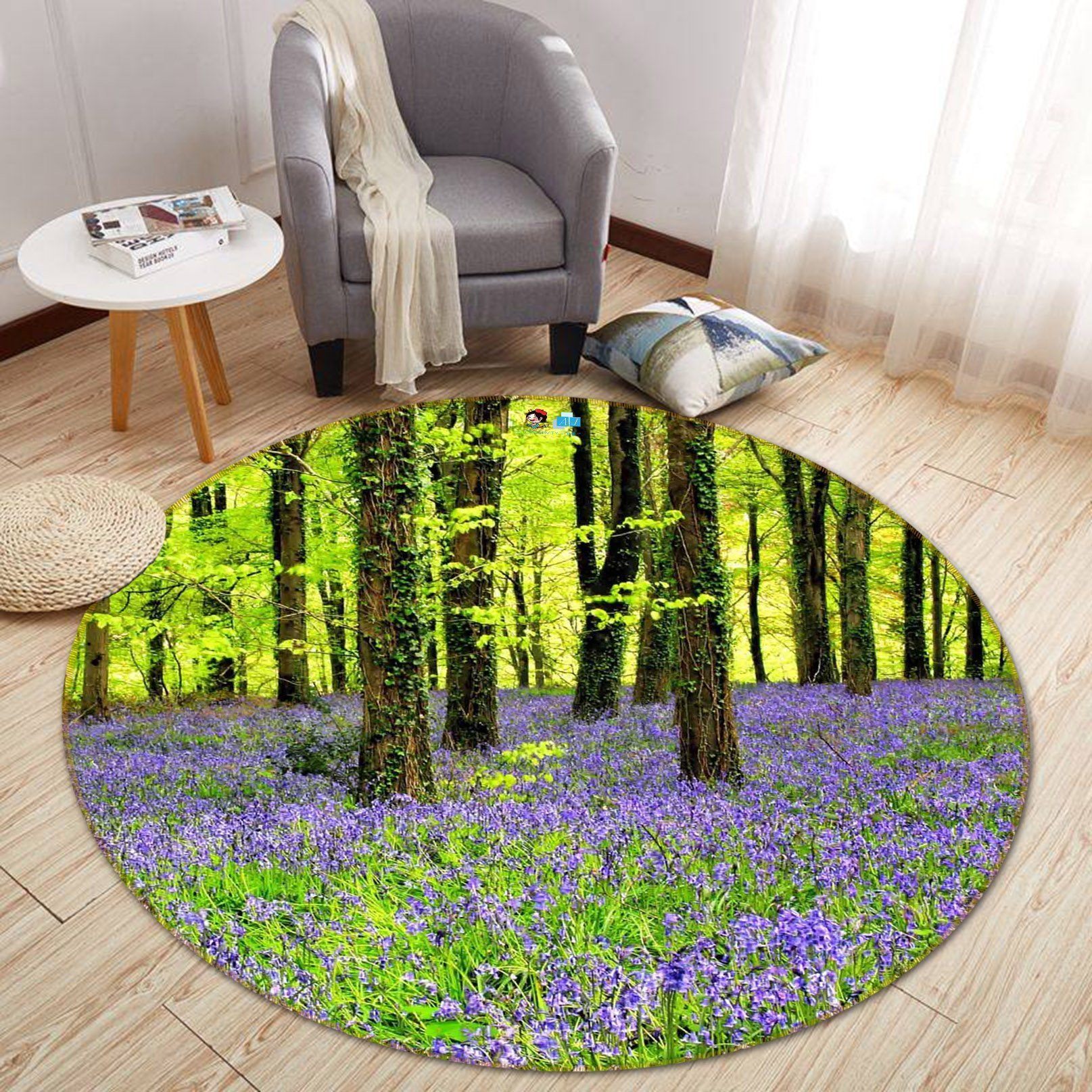 3D Forest Flowers 14 Round Non Slip Rug Mat Mat AJ Creativity Home