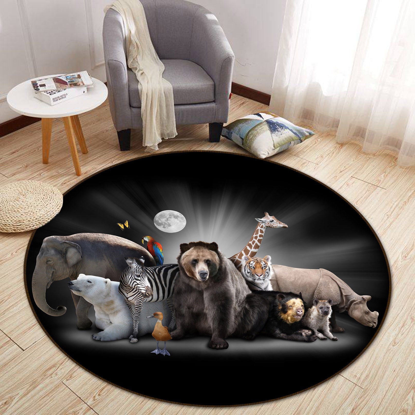 3D Animal Group 37153 Animal Round Non Slip Rug Mat