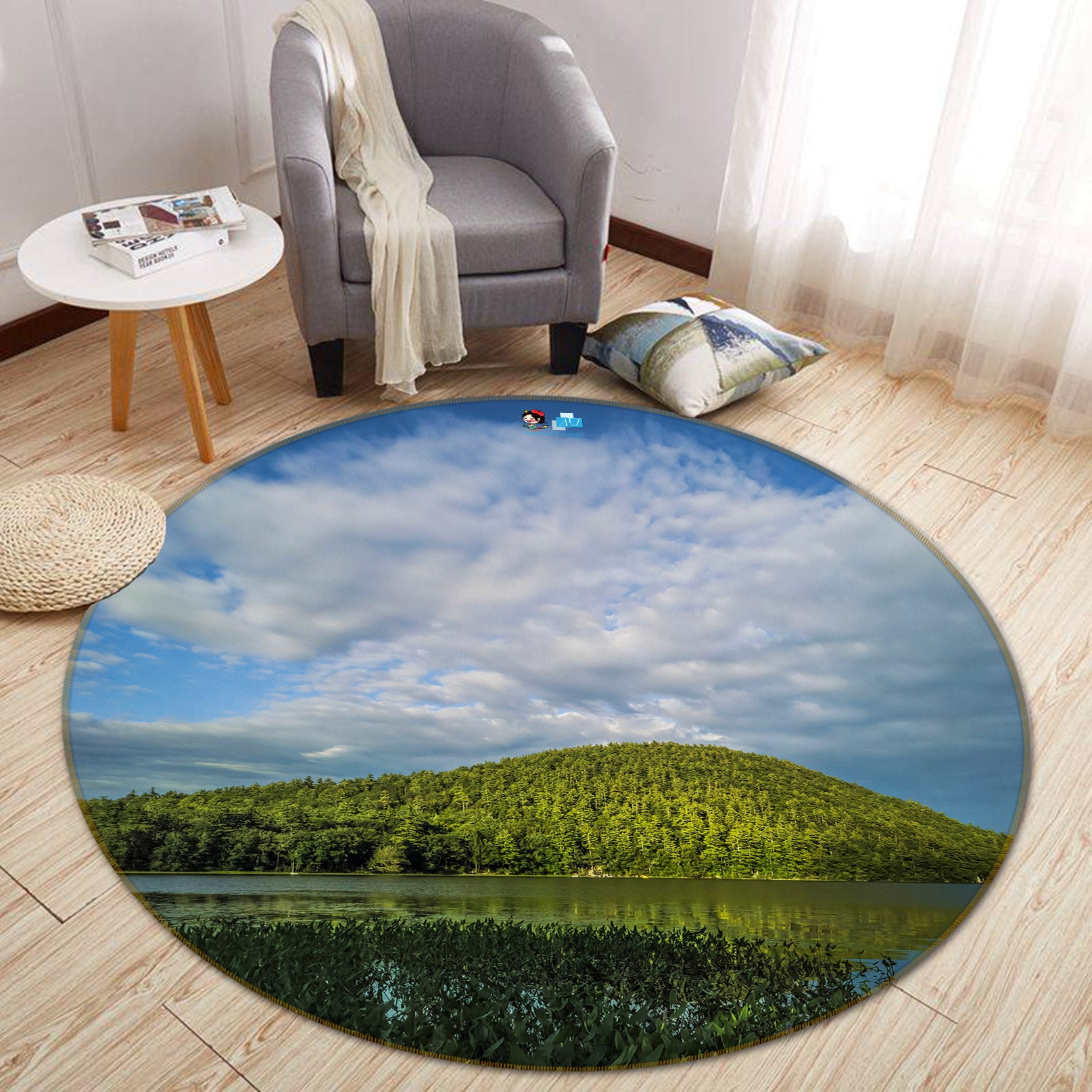 3D Sky Lake 85109 Jerry LoFaro Rug Round Non Slip Rug Mat