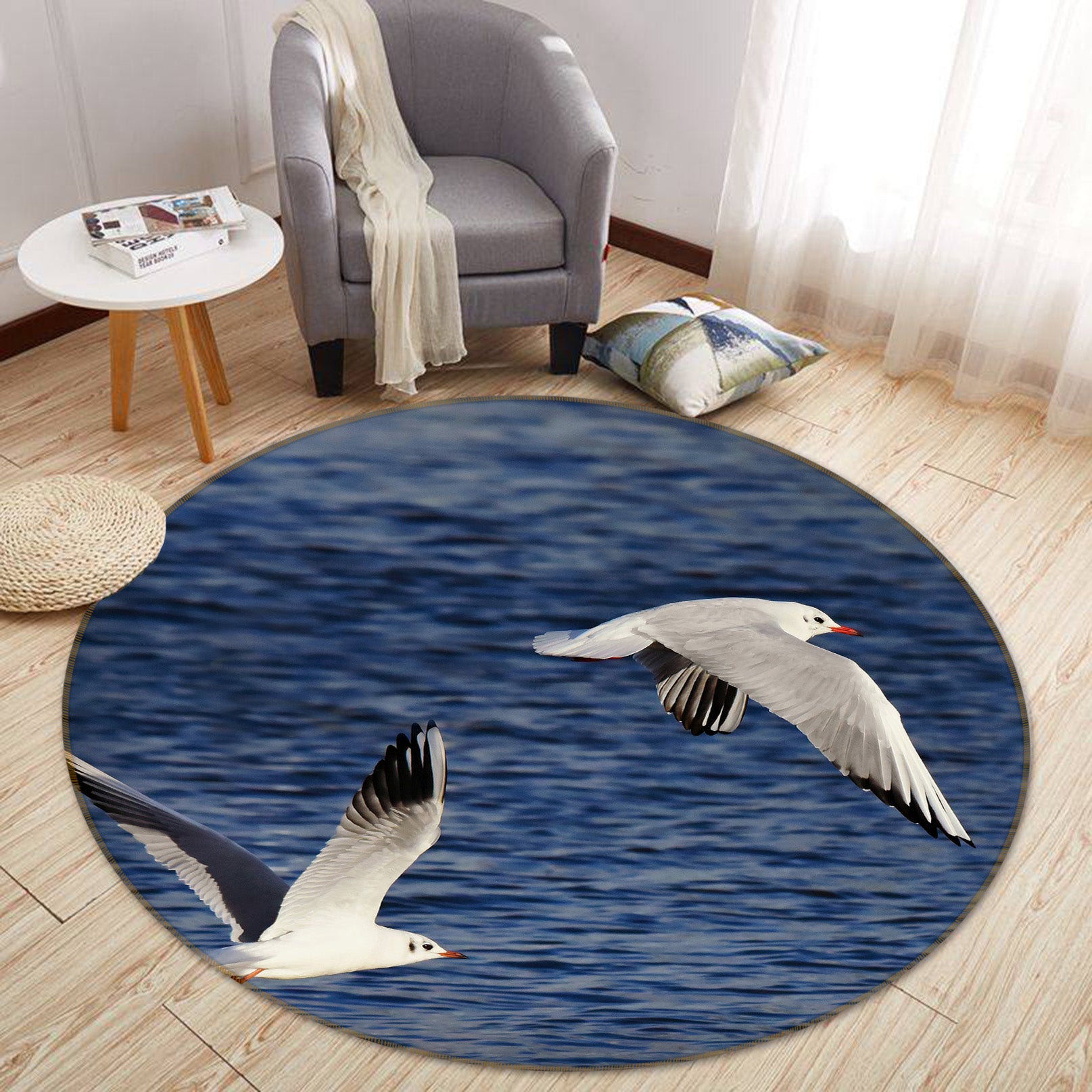 3D Seagull 82044 Animal Round Non Slip Rug Mat