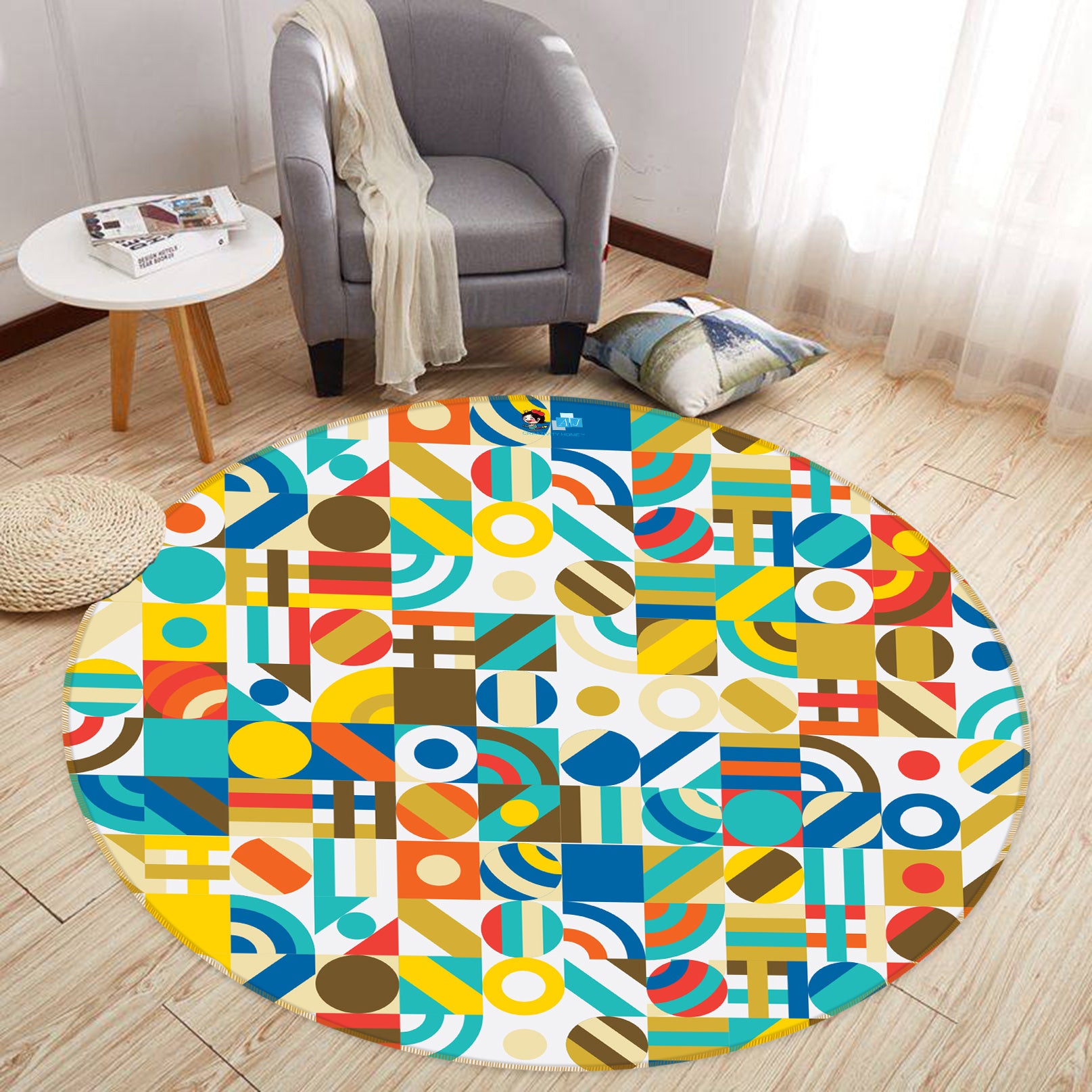 3D Color Pattern 81195 Round Non Slip Rug Mat