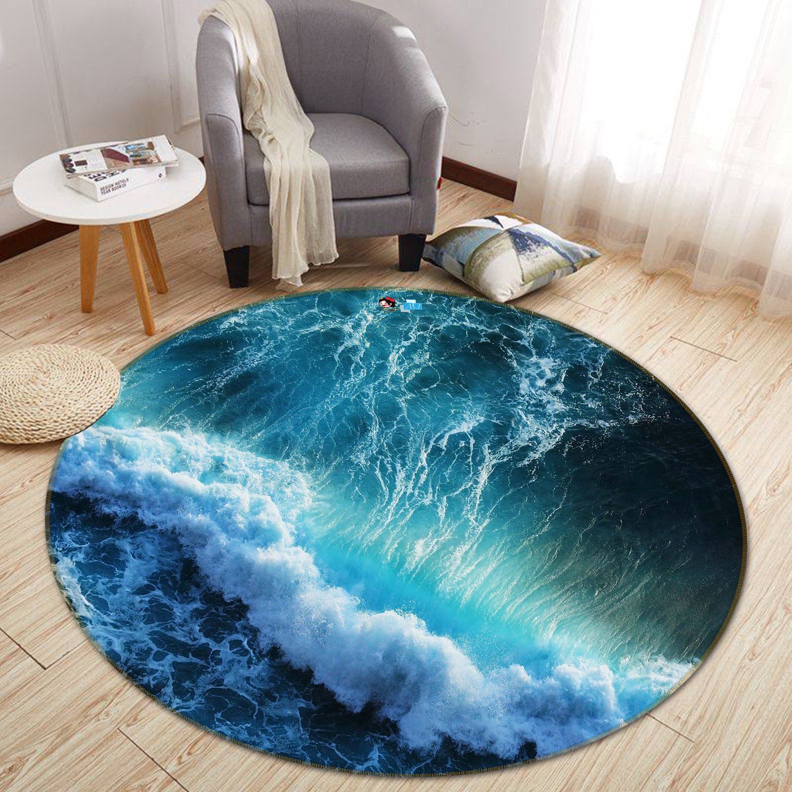 3D Fierce Surf 030 Round Non Slip Rug Mat Mat AJ Creativity Home