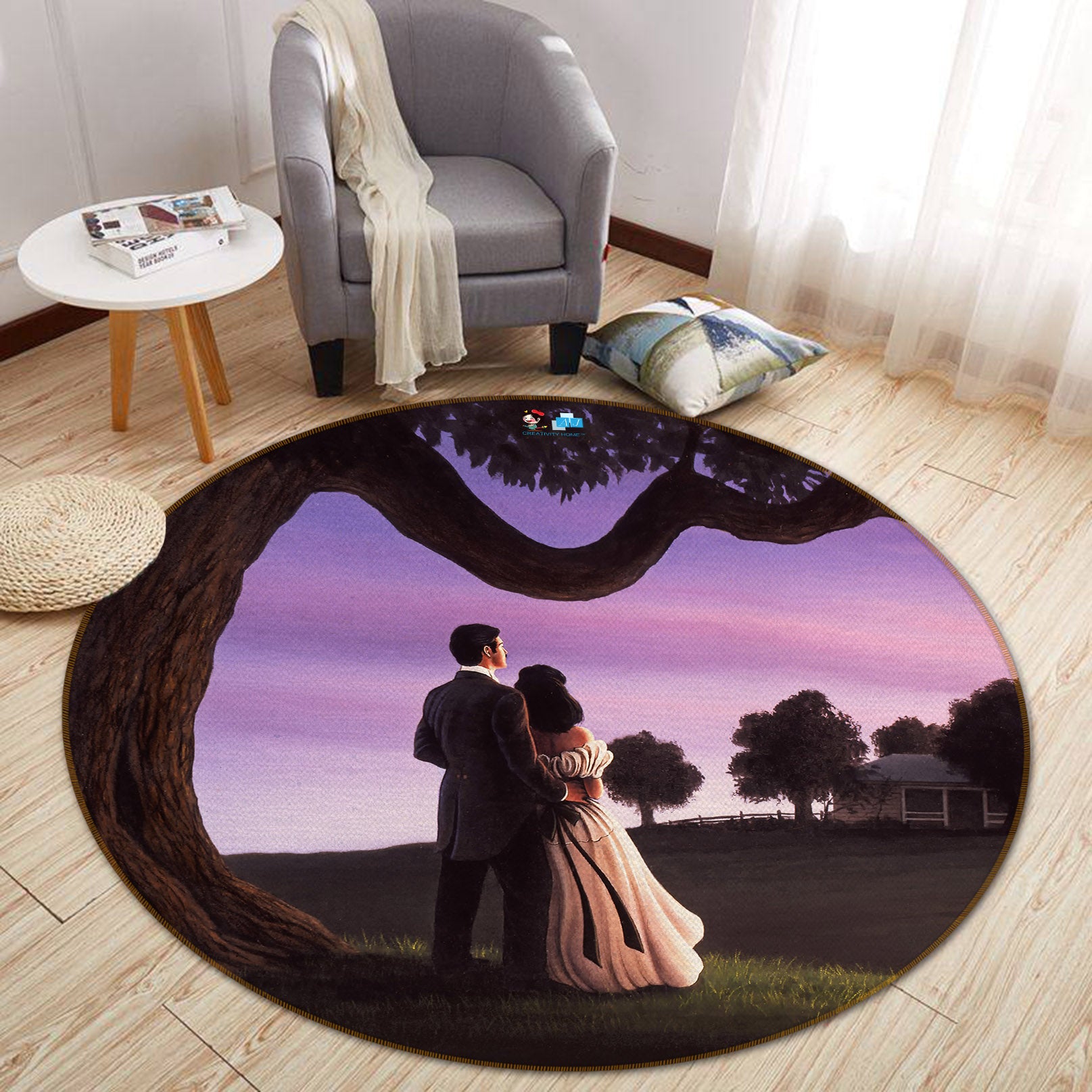 3D Tree Lovers 85132 Jerry LoFaro Rug Round Non Slip Rug Mat