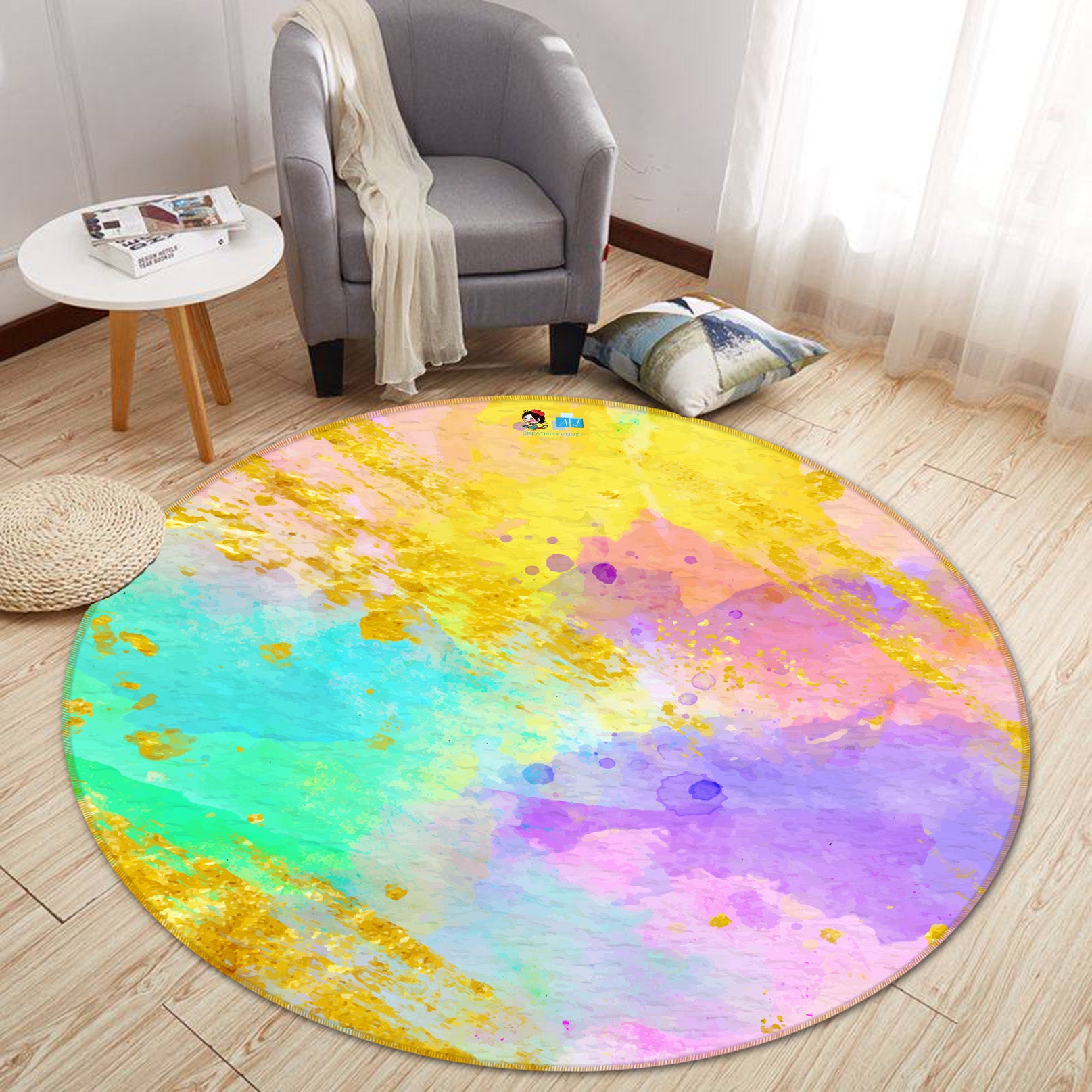 3D Colorful 81137 Round Non Slip Rug Mat