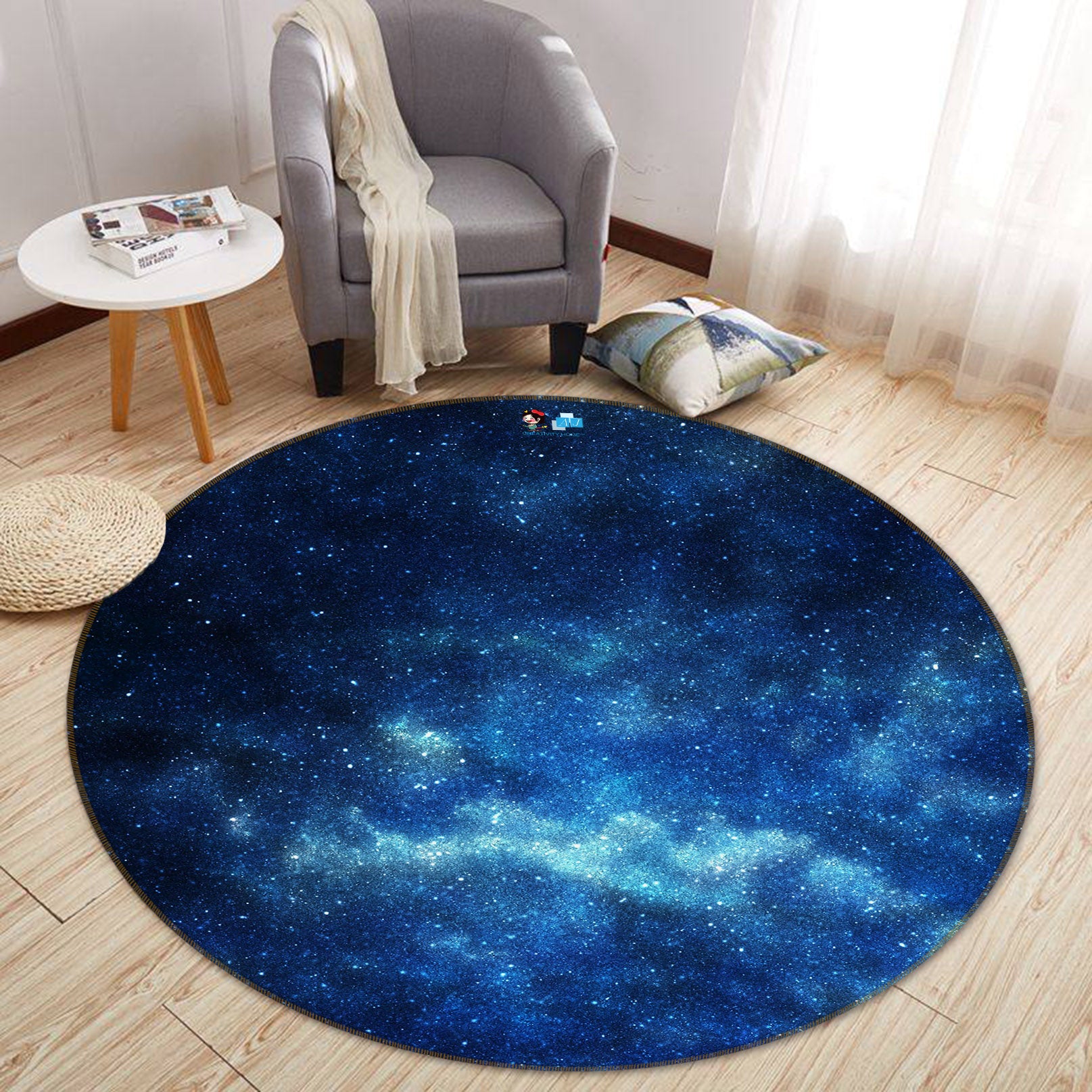 3D Starry Sky 74084 Round Non Slip Rug Mat