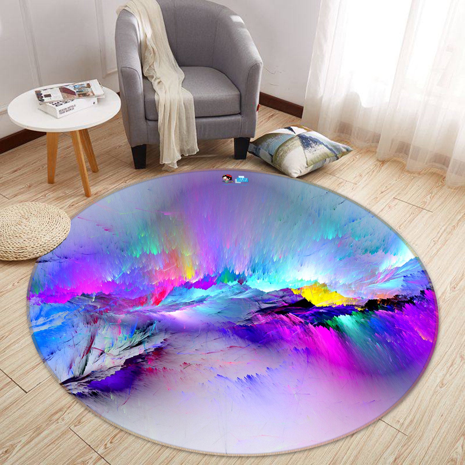 3D Color Abstract 72204 Round Non Slip Rug Mat