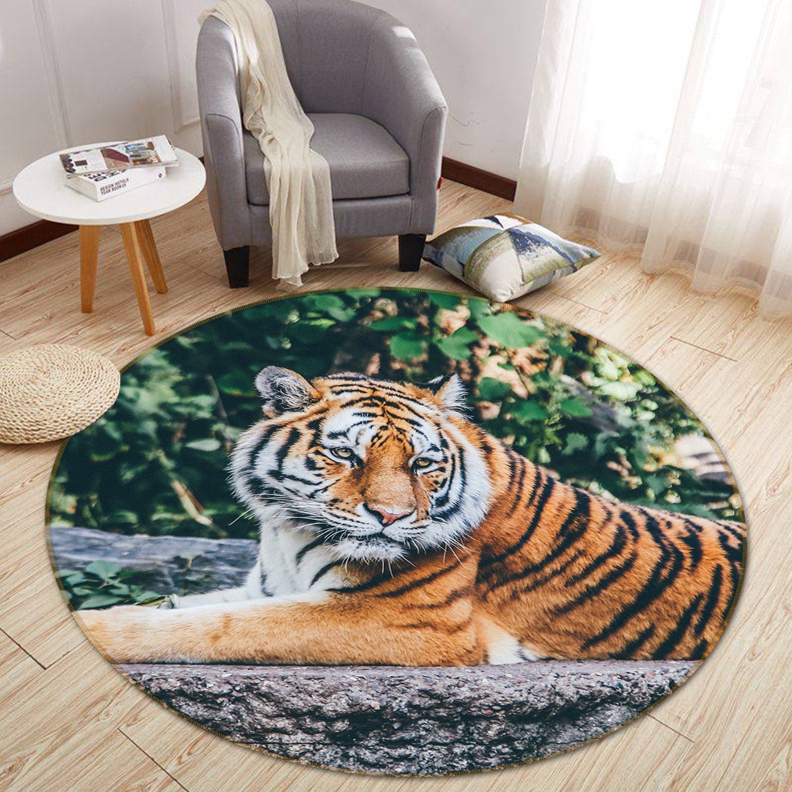 3D Forest Tiger 016 Animal Round Non Slip Rug Mat Mat AJ Creativity Home
