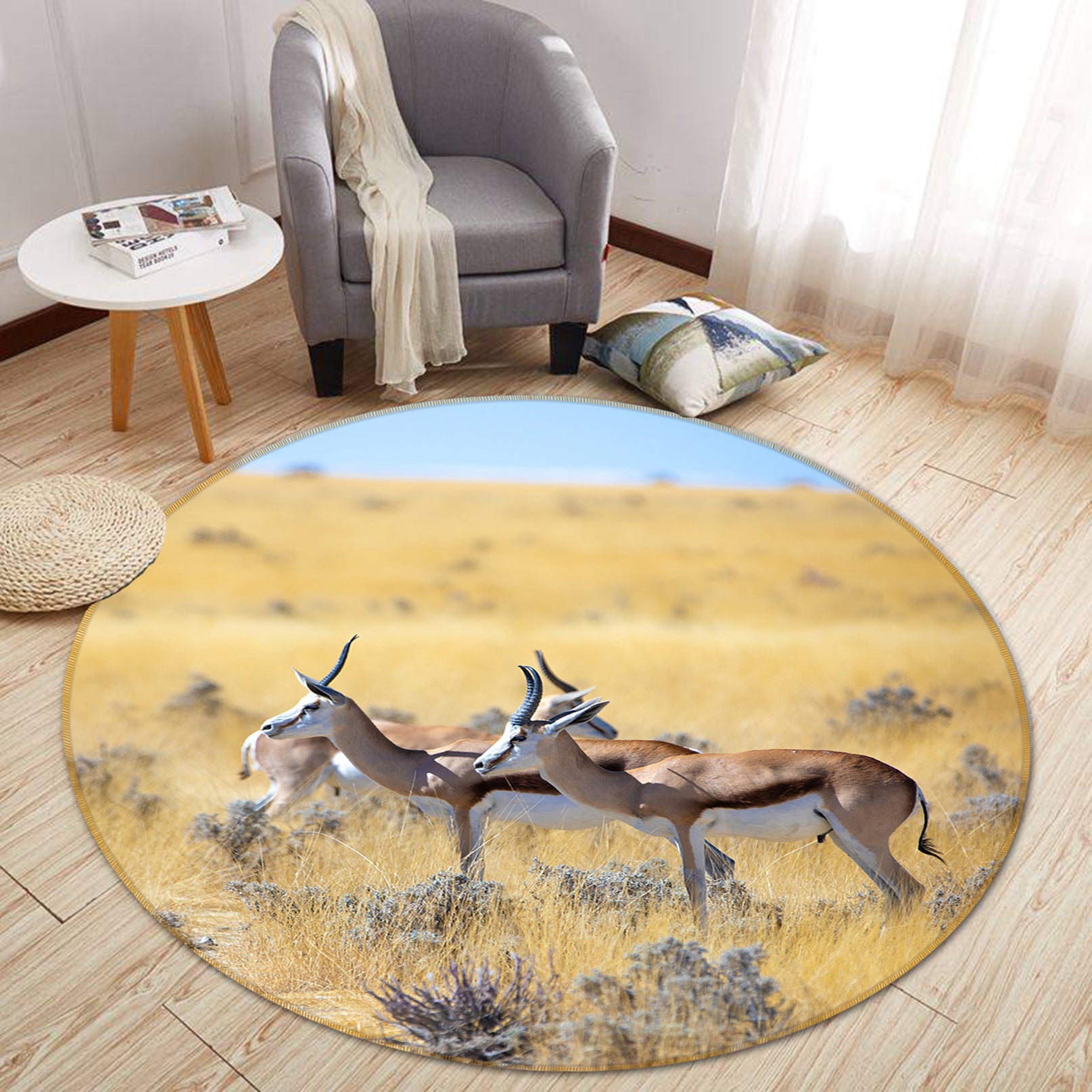 3D Springbok 82273 Animal Round Non Slip Rug Mat