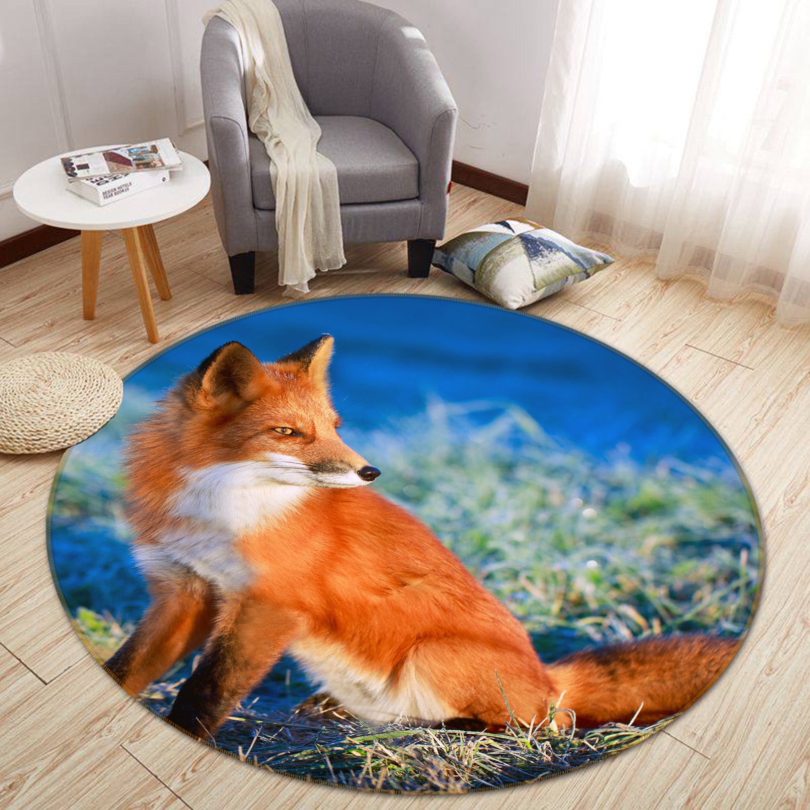 3D Fox 38001 Animal Round Non Slip Rug Mat
