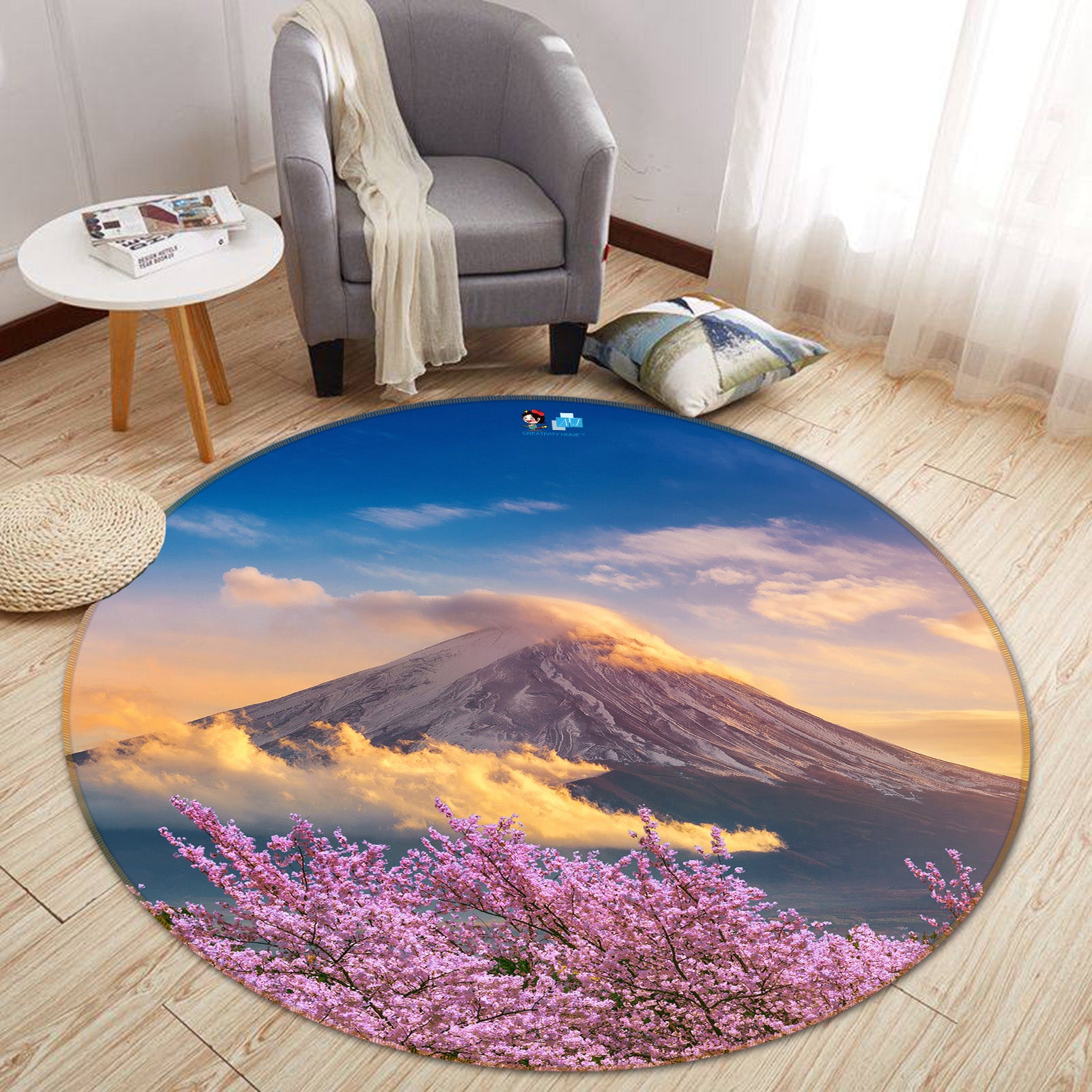 3D Mount Fuji 81035 Round Non Slip Rug Mat