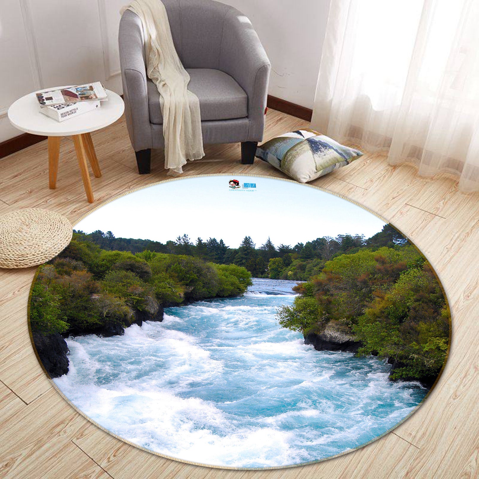 3D River 74106 Round Non Slip Rug Mat
