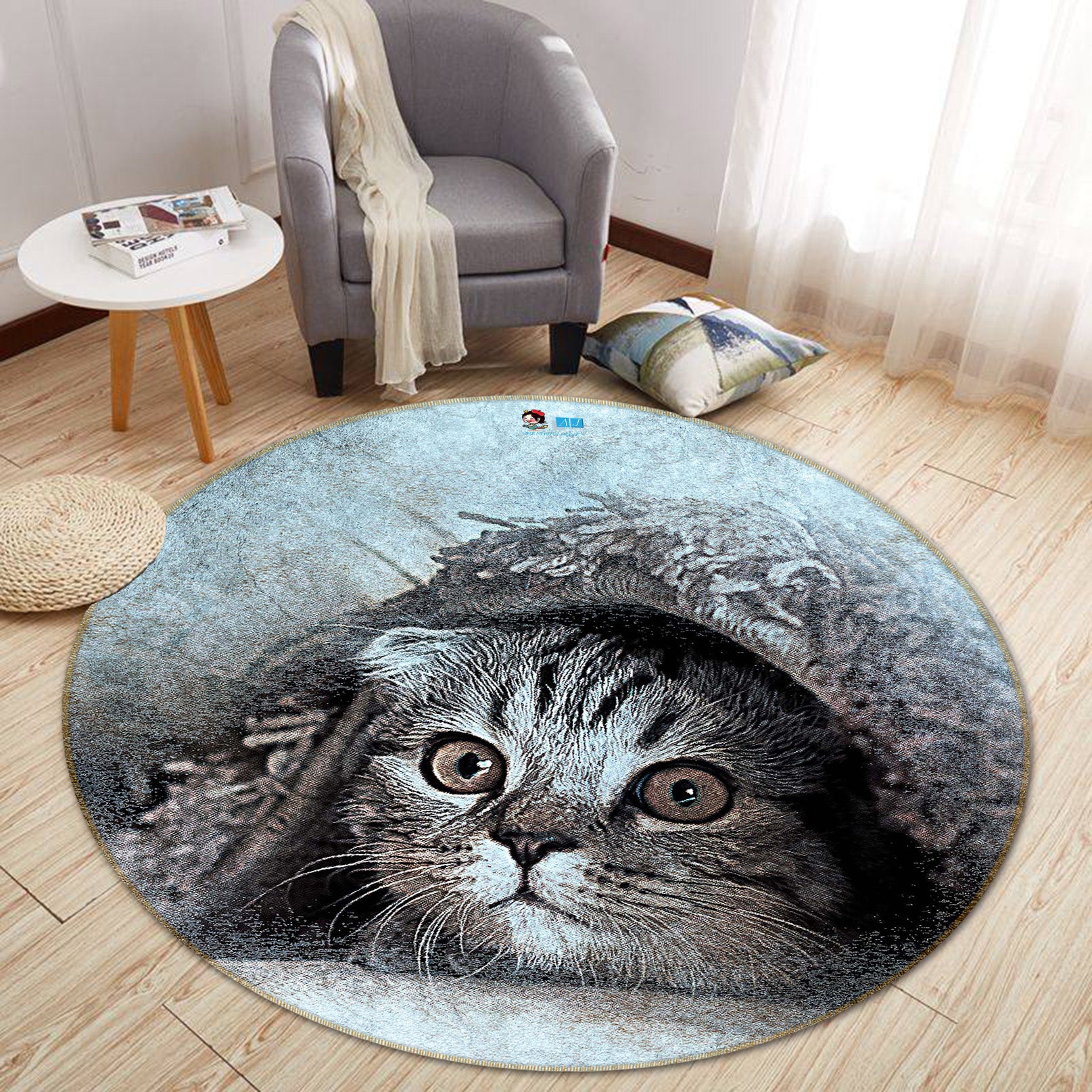 3D Cat 81139 Round Non Slip Rug Mat