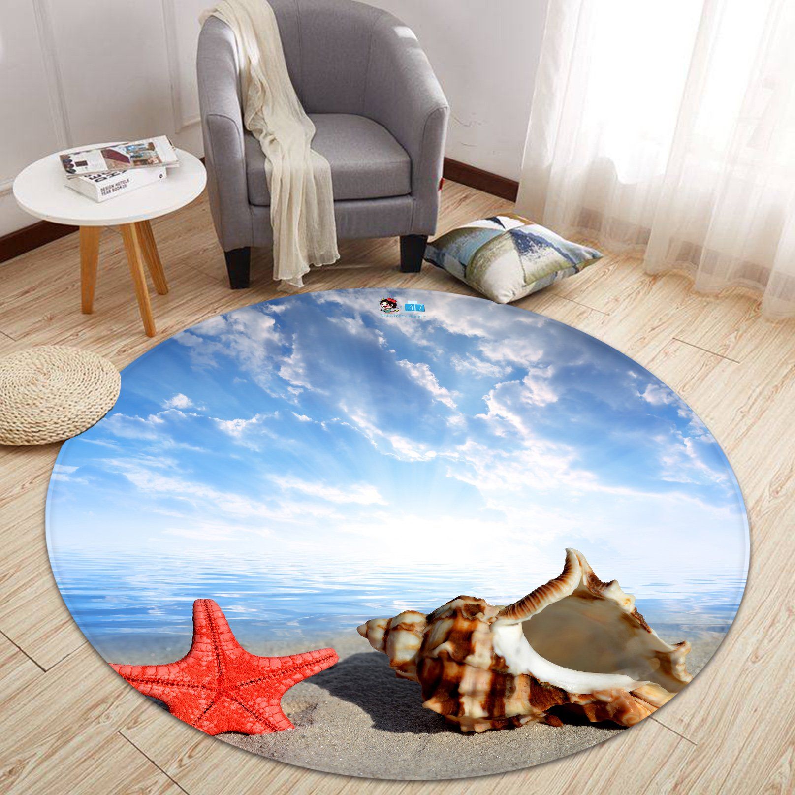 3D Starfish And Conch 964 Round Non Slip Rug Mat Mat AJ Creativity Home