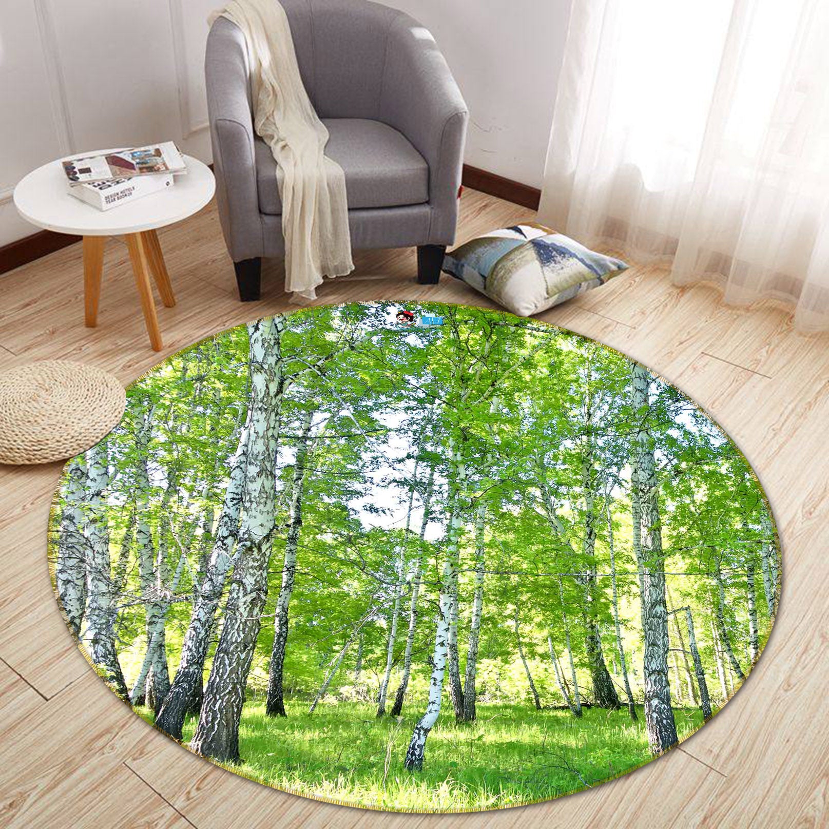 3D Tree Forest 66188 Round Non Slip Rug Mat