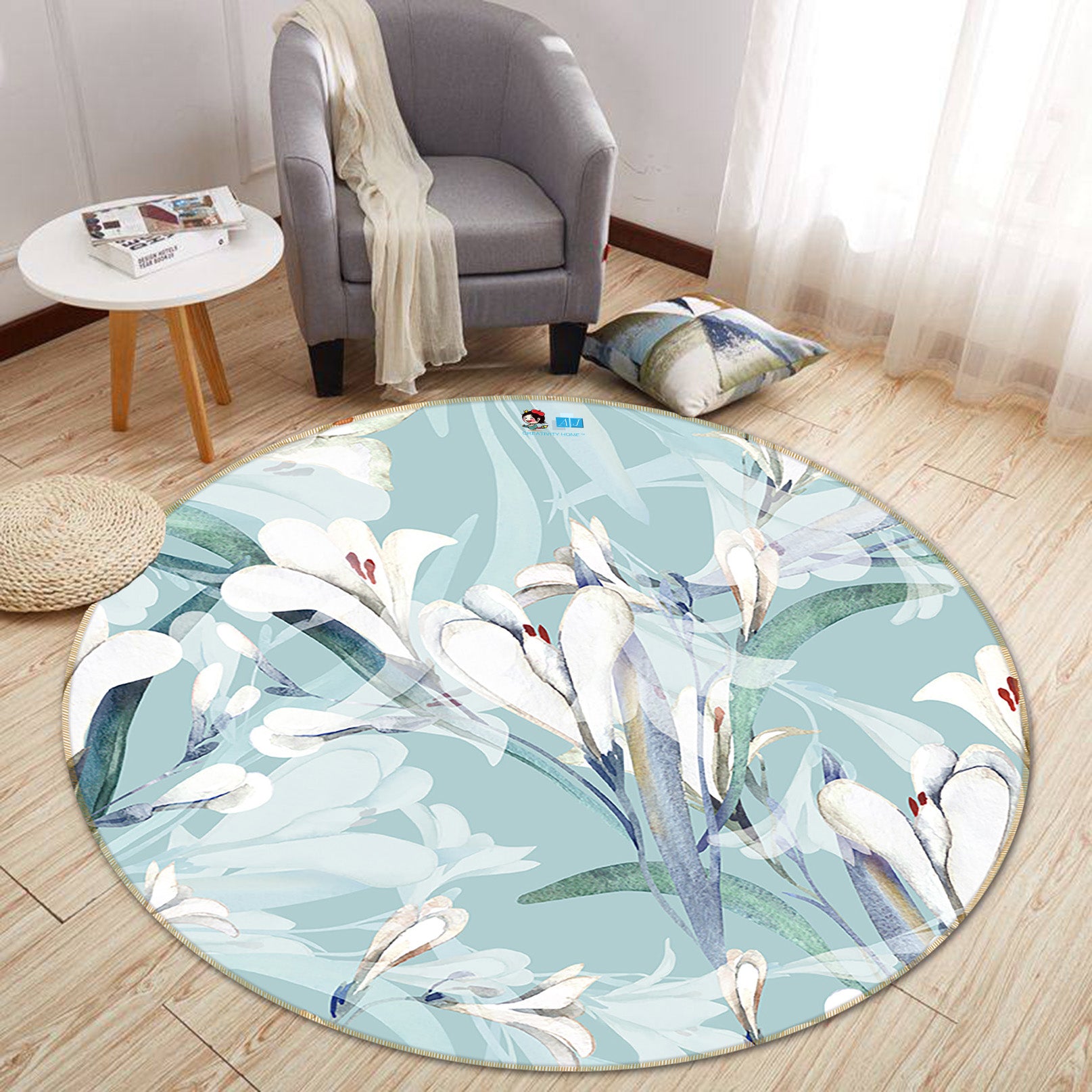 3D Lily 64133 Round Non Slip Rug Mat