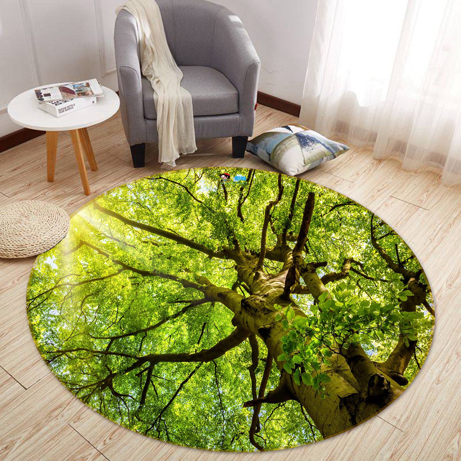 3D Trees 72167 Round Non Slip Rug Mat