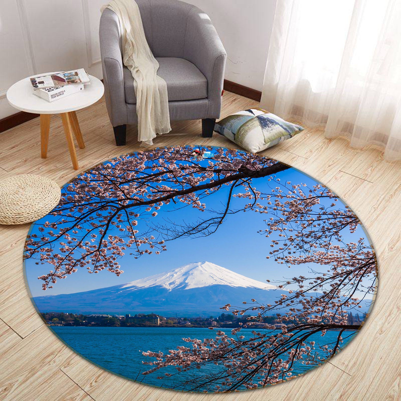 3D Mount Fuji 81053 Round Non Slip Rug Mat