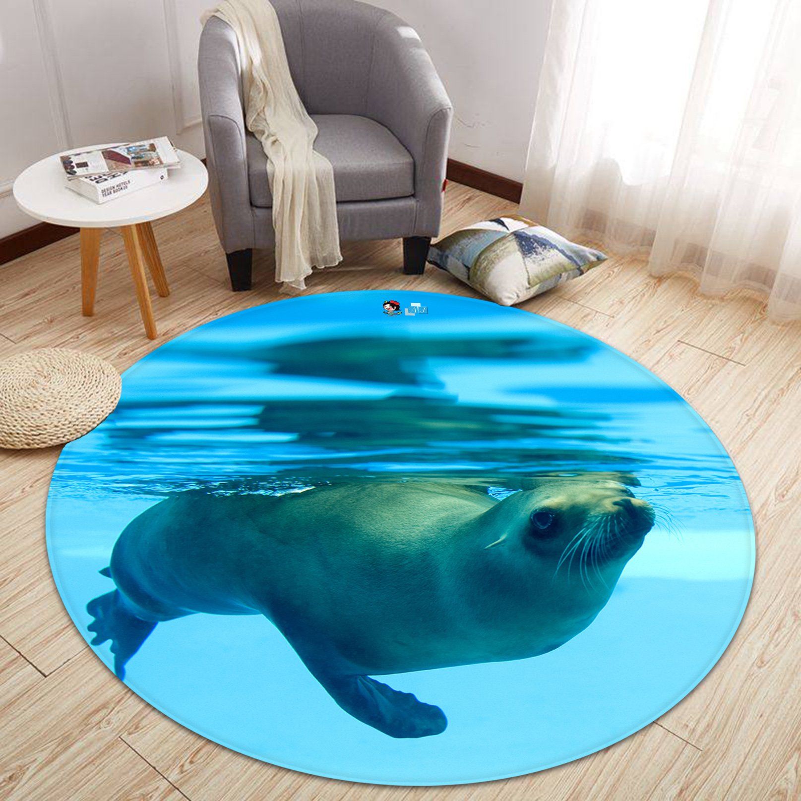 3D Seals 2378 Round Non Slip Rug Mat Mat AJ Creativity Home