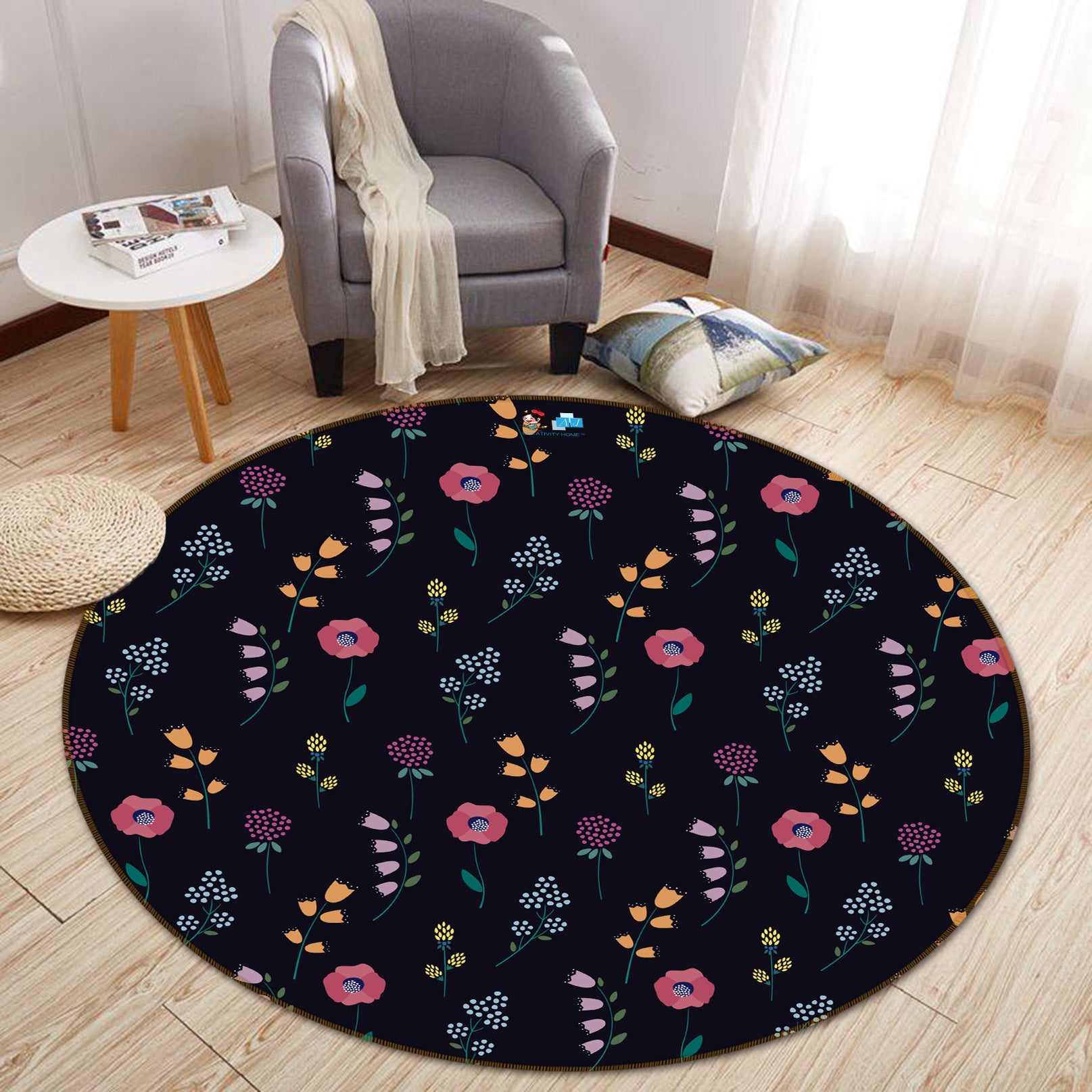 3D Floret 64172 Round Non Slip Rug Mat