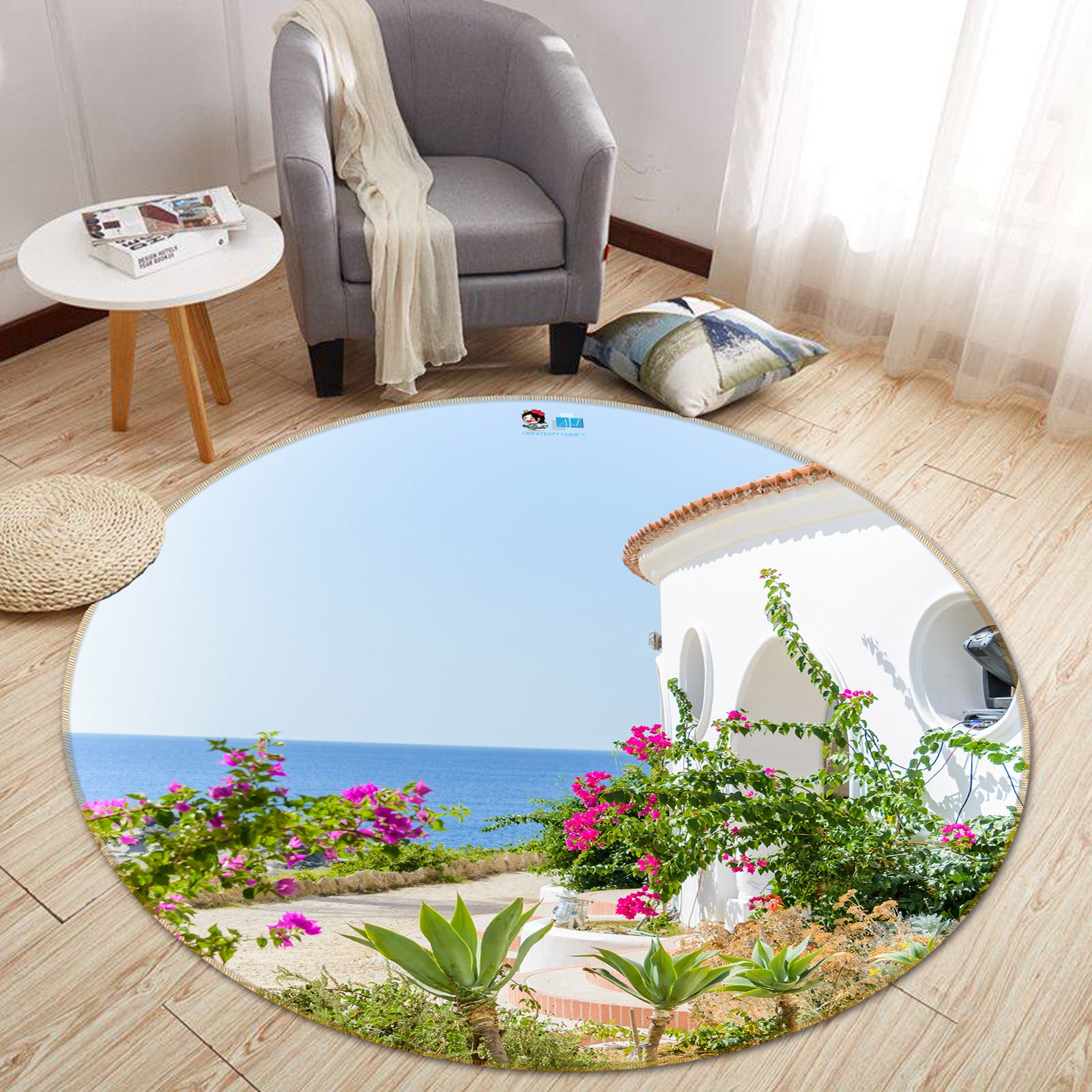 3D Cottage Arch 72038 Round Non Slip Rug Mat