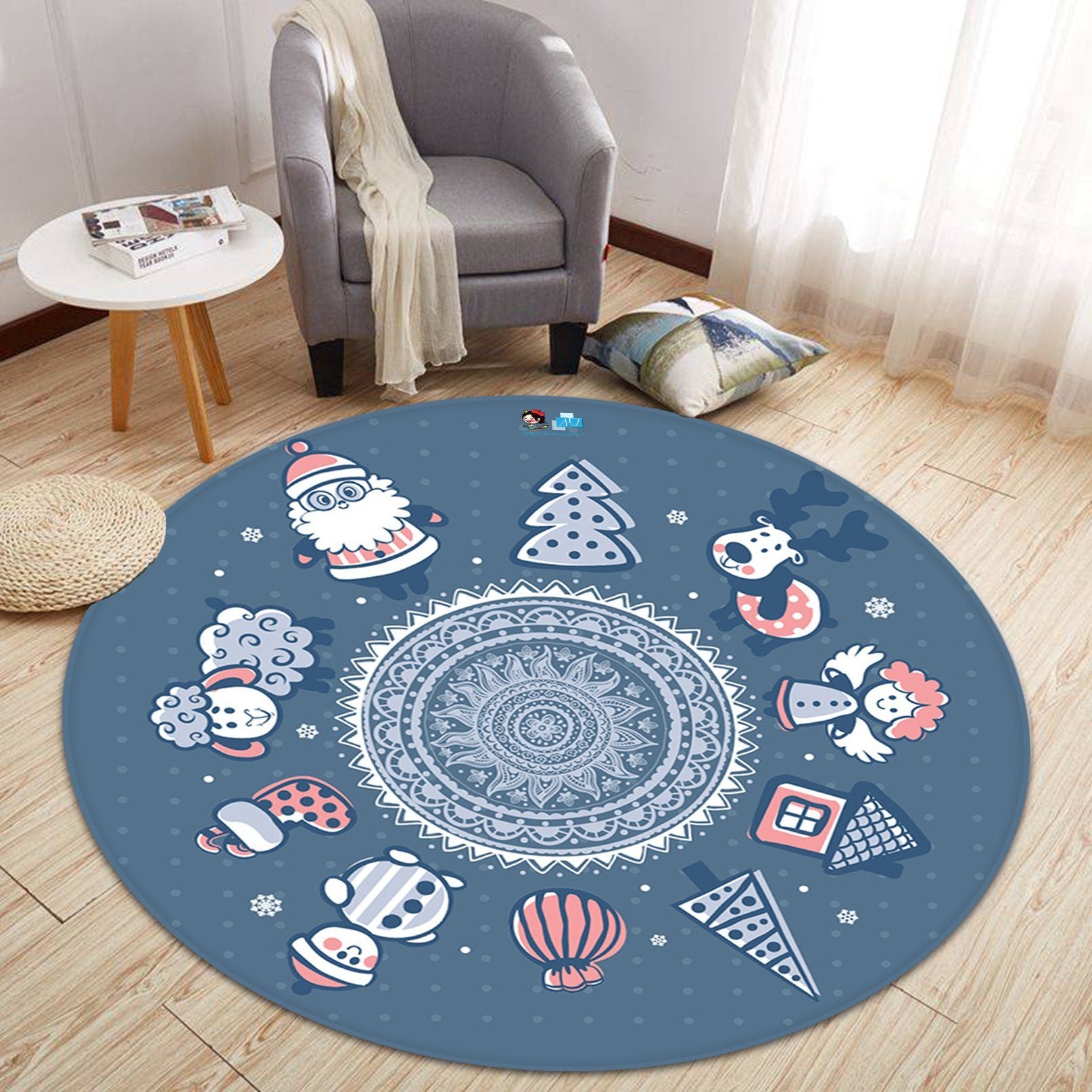 3D Petal Circle Christmas 077 Round Non Slip Rug Mat Mat AJ Creativity Home