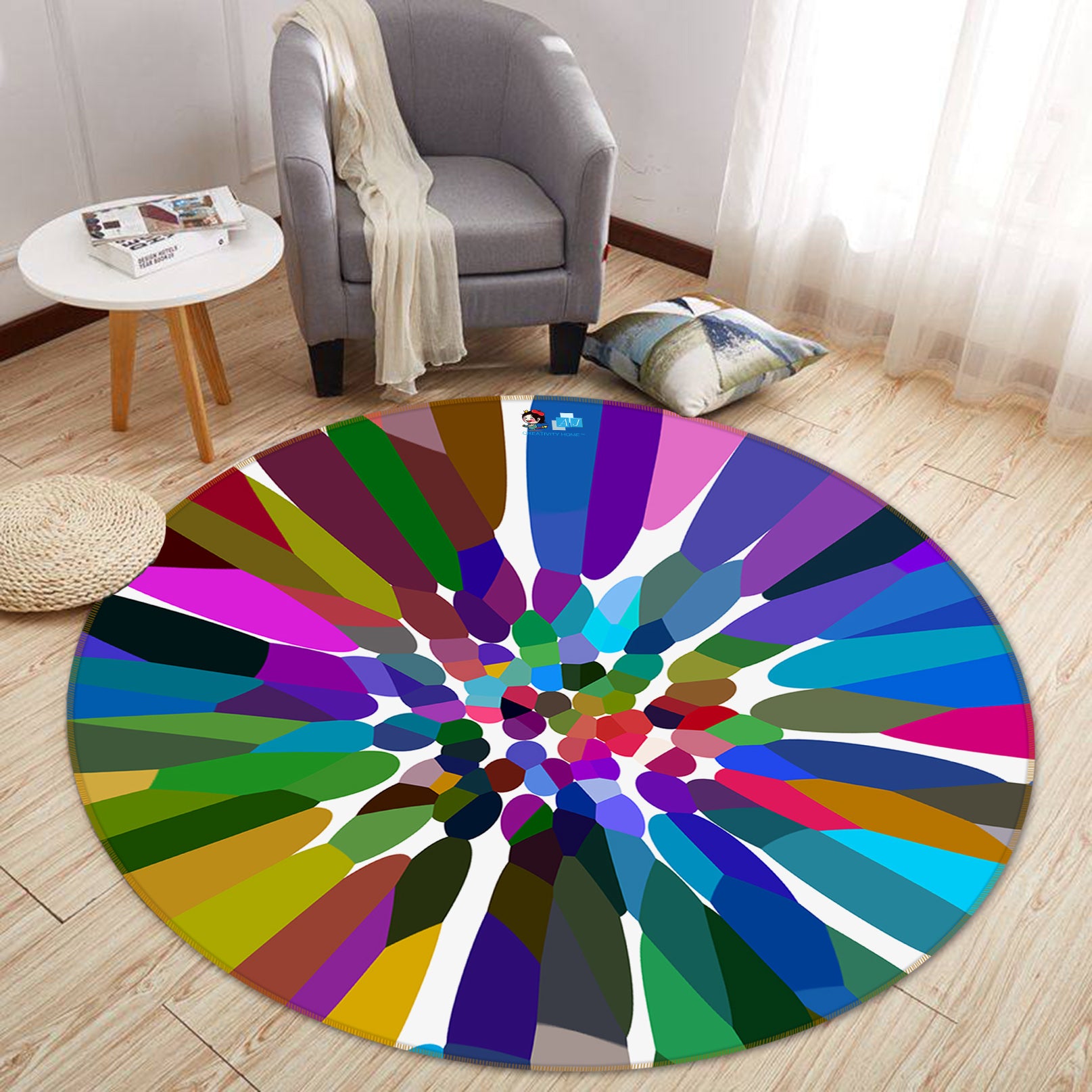 3D Flower Core 191107 Shandra Smith Rug Round Non Slip Rug Mat