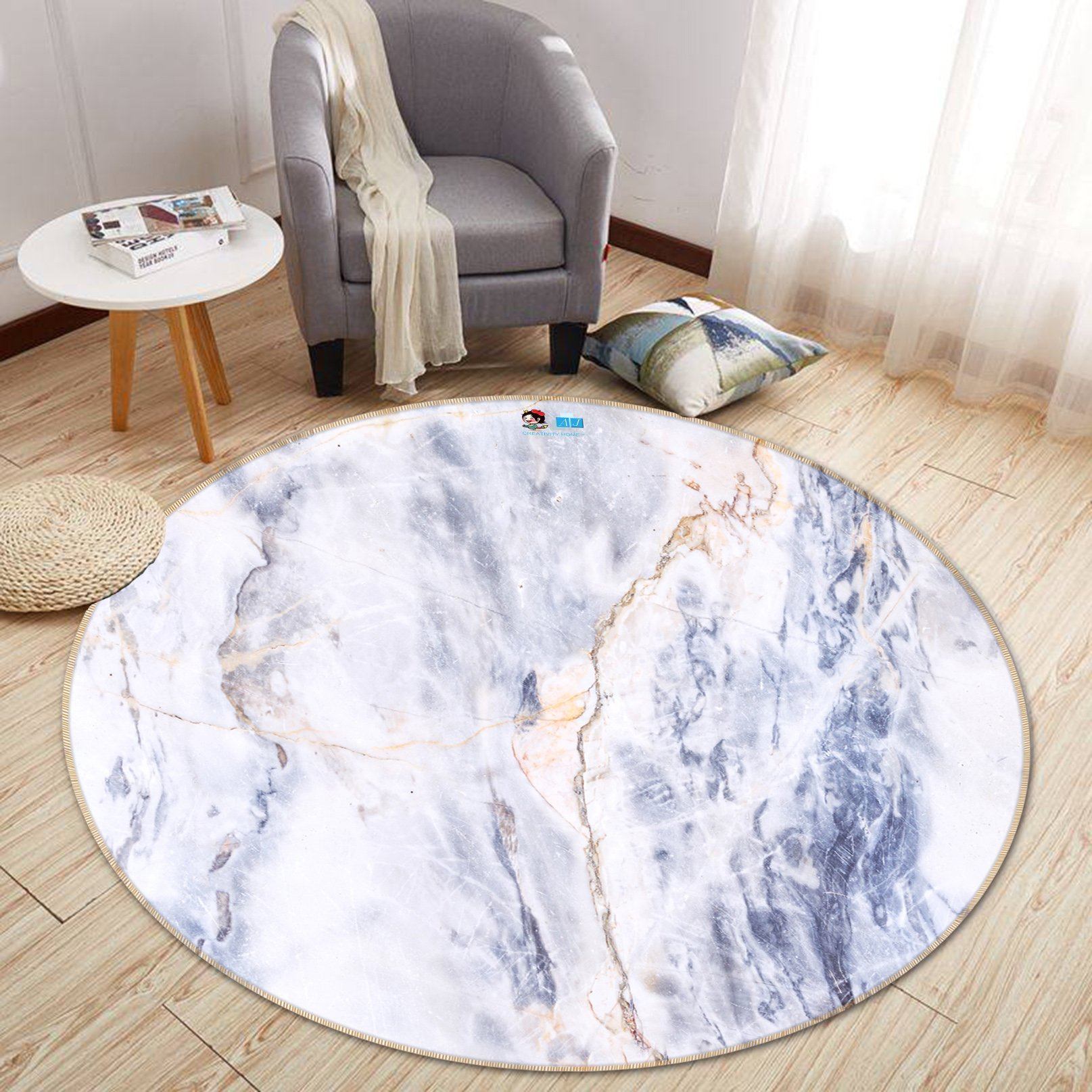 3D Purple Marble Taxture 54 Round Non Slip Rug Mat Mat AJ Creativity Home