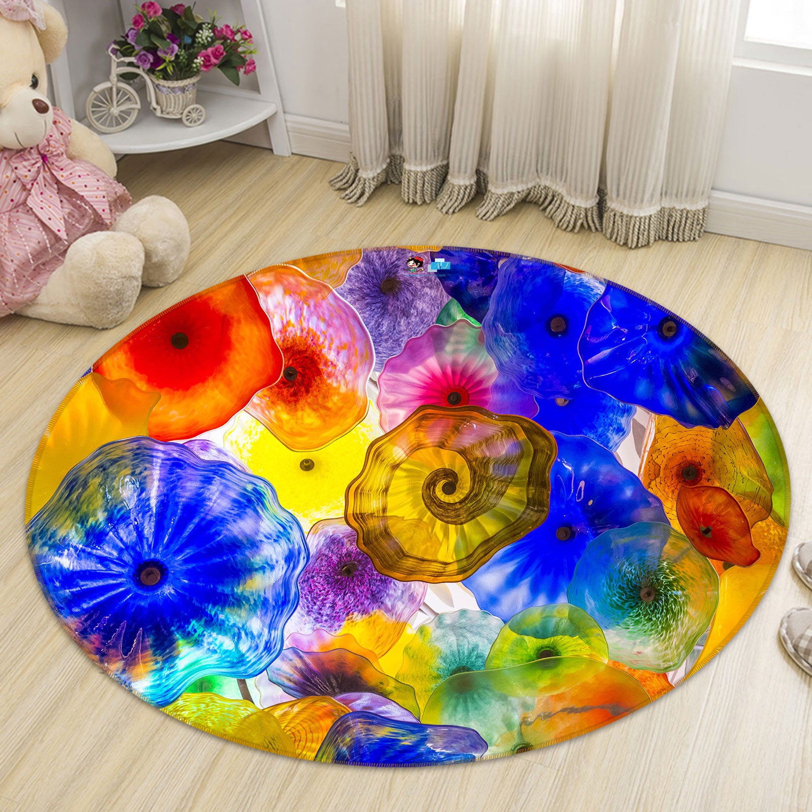 3D Color Jellyfish 80228 Round Non Slip Rug Mat