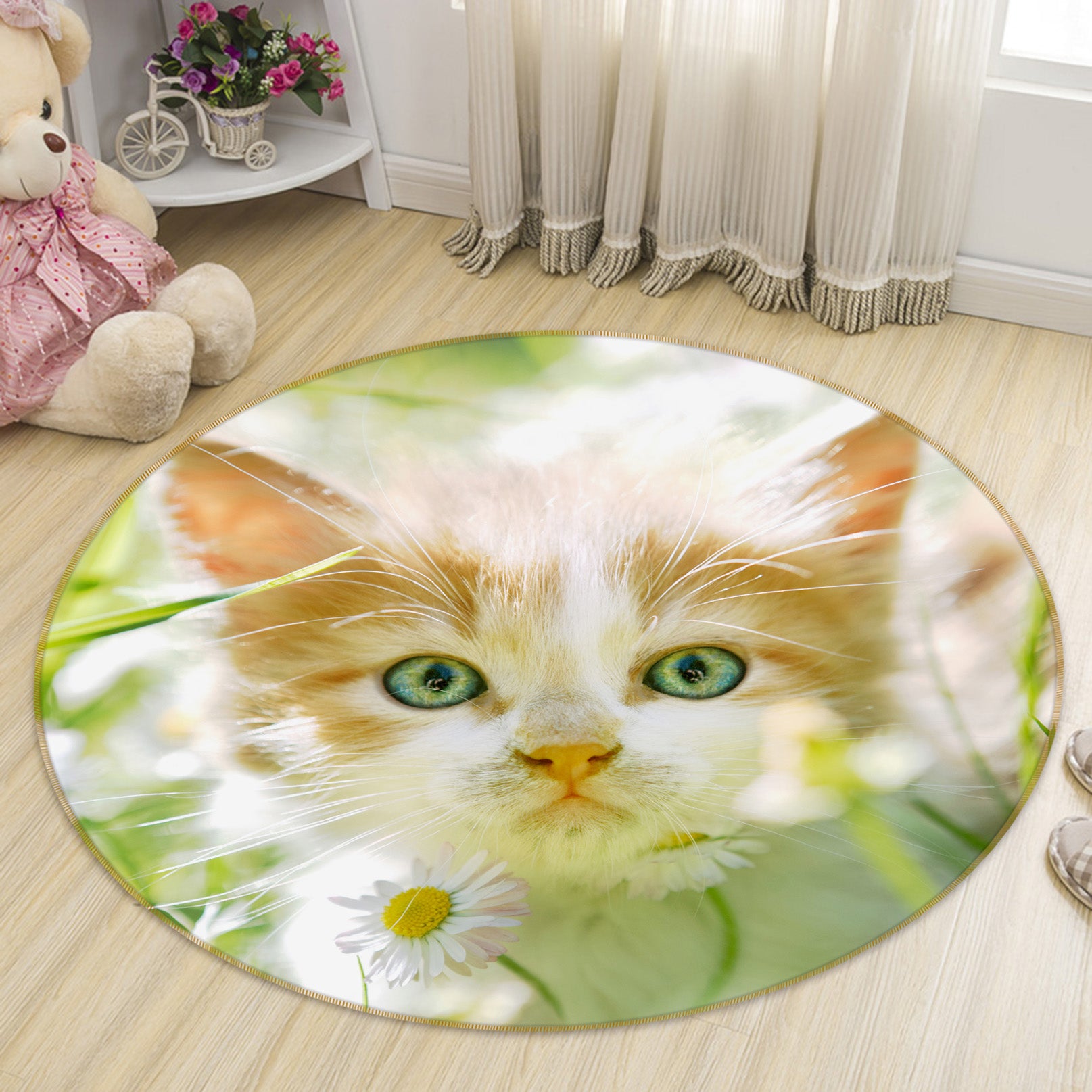 3D Kitten 29109 Round Non Slip Rug Mat