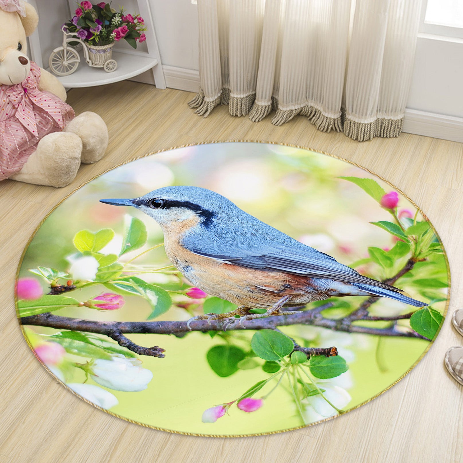 3D Sparrow 37227 Animal Round Non Slip Rug Mat