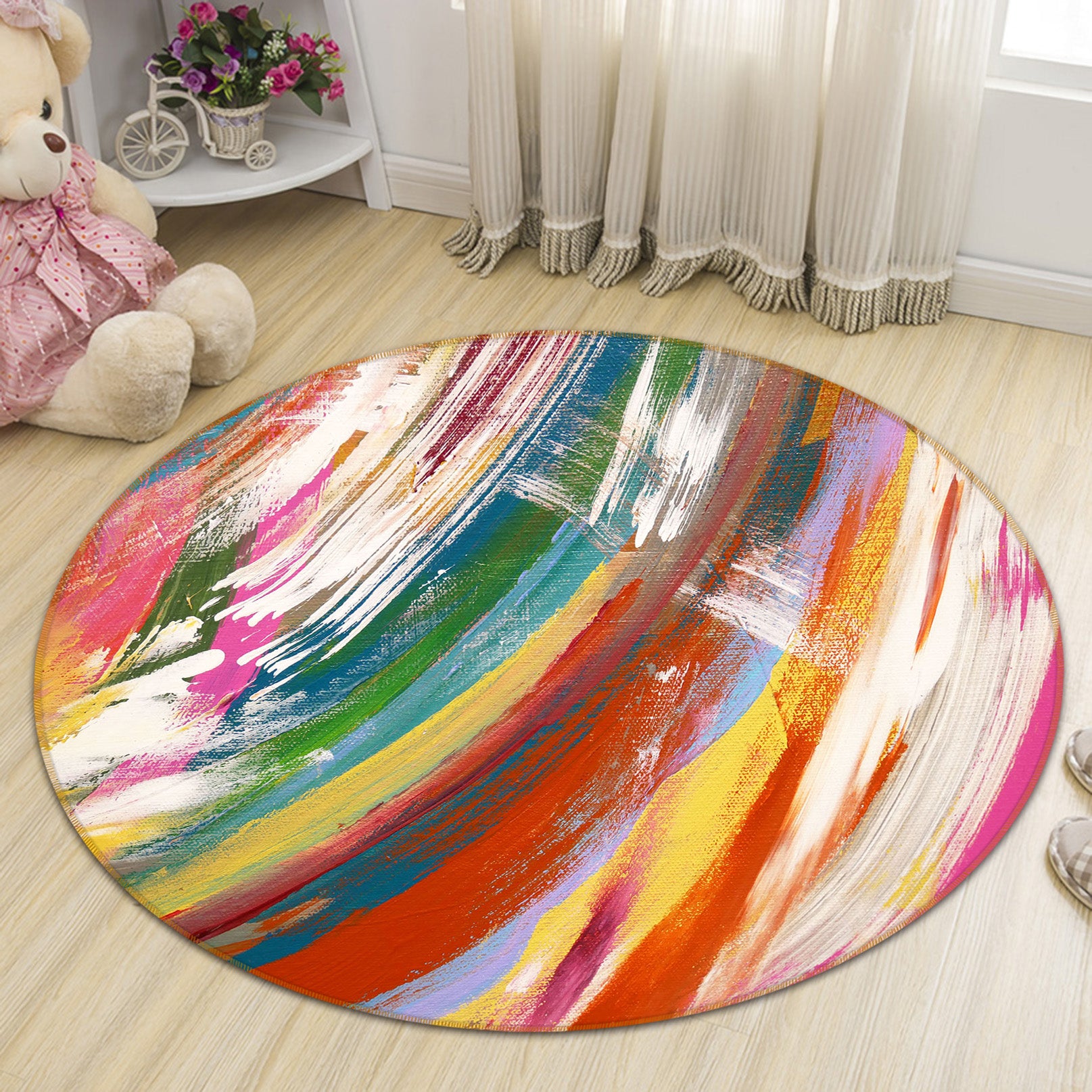 3D Color 71237 Round Non Slip Rug Mat